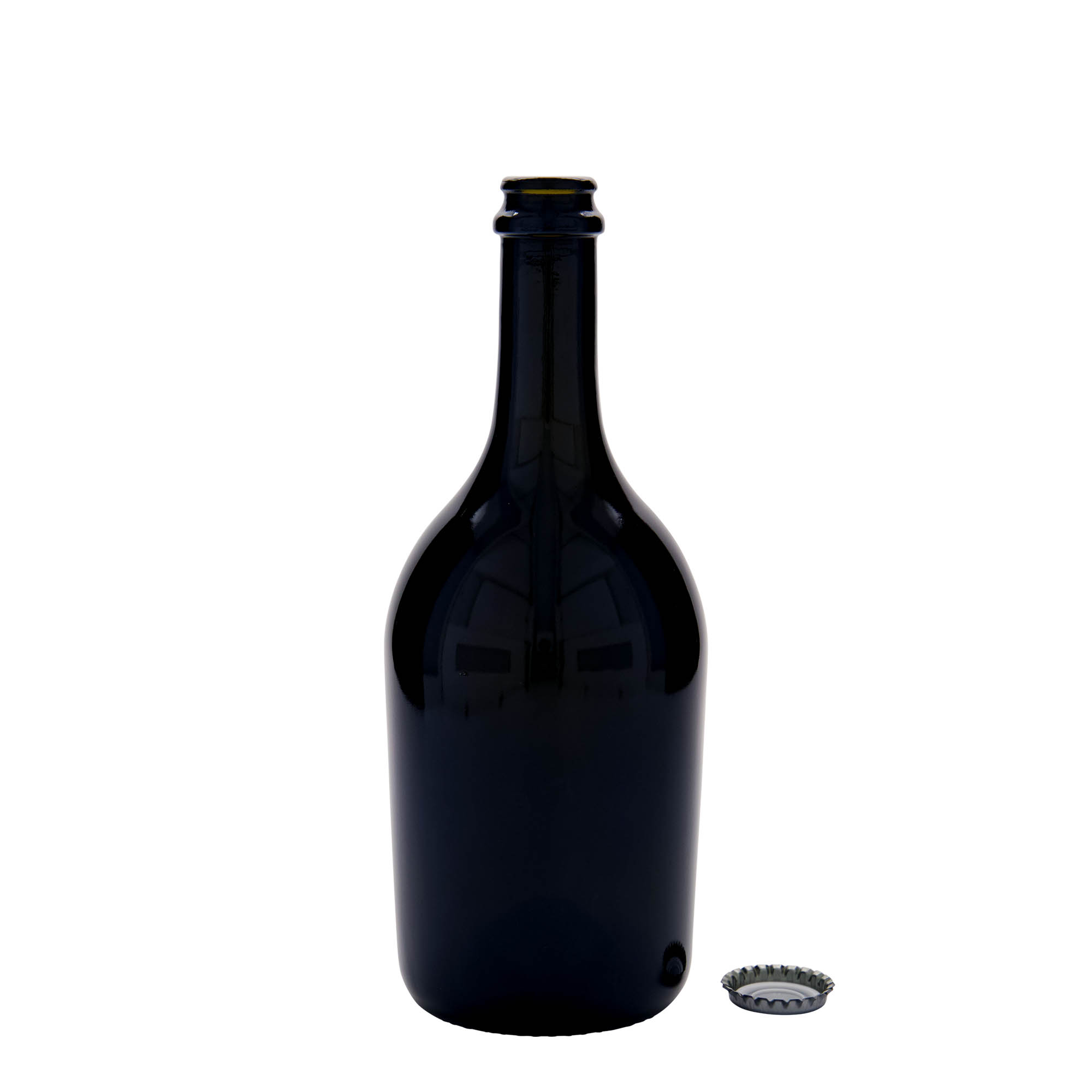750 ml steklenica za pivo/šampanjec 'Butterfly', steklo, starozeleno, odprtina: kronkape