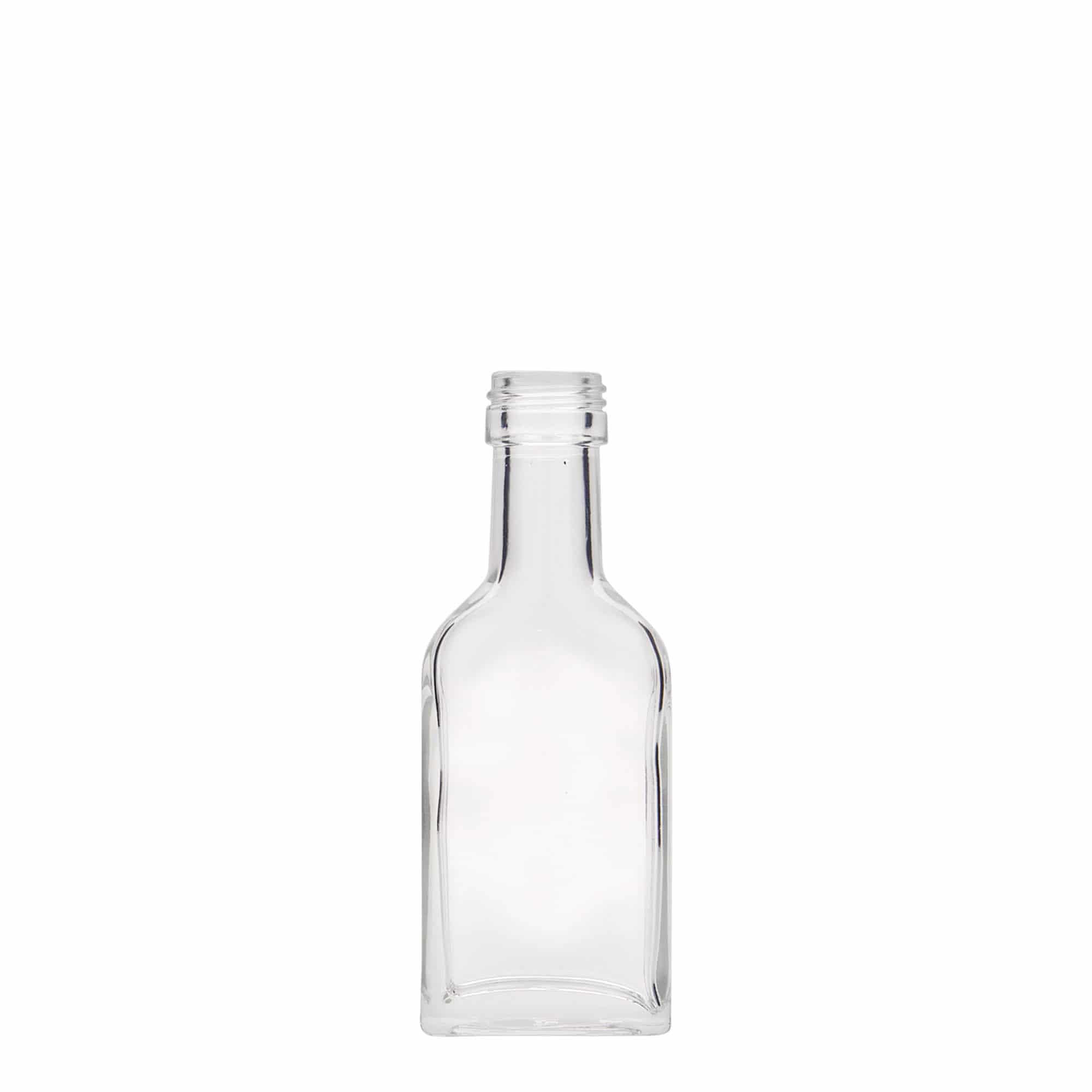 40 ml žepna steklenička z dolgim vratom, pravokotna, steklo, odprtina: PP 22 40 ml žepna steklenička z dolgim vratom, pravokotna, steklo, odprtina: PP 22
