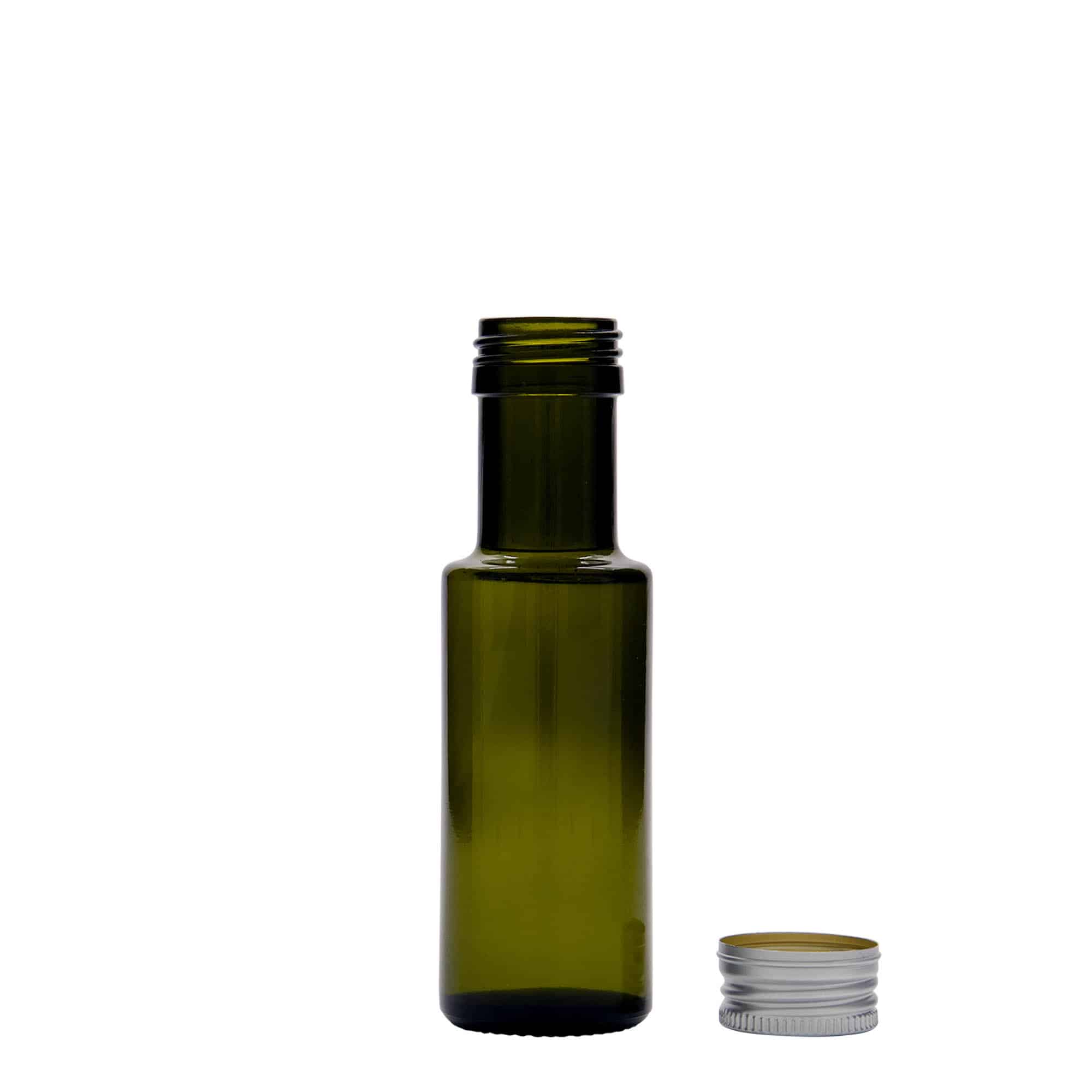 100 ml steklenica 'Dorica', starinsko zelena, odprtina: PP 31,5