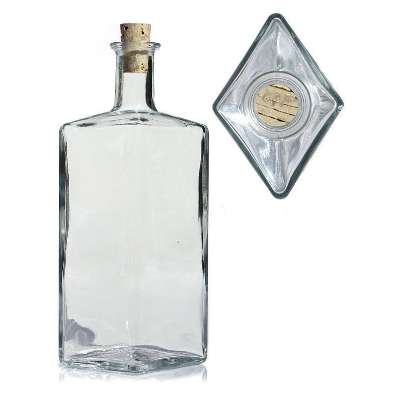 500 ml steklenica iz stekla 'Riva', v obliki romba, odprtina: zamašek 500 ml steklenica iz stekla 'Riva', v obliki romba, odprtina: zamašek