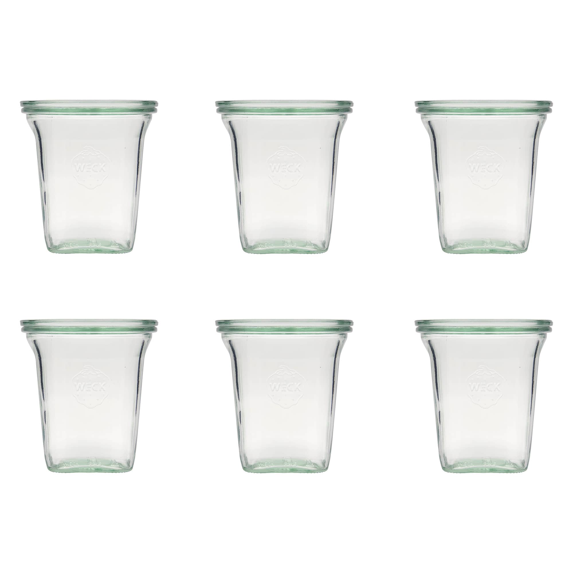 6x 545 ml WECK-Quadrosteklenica s steklenim pokrovom RR 100
