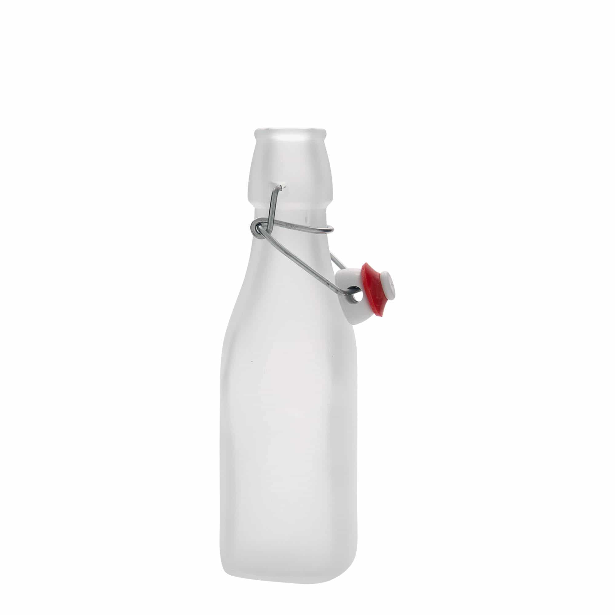 250 ml steklena steklenica »Swing«, kvadratna, bela, ustje: zamašek s tesnilom