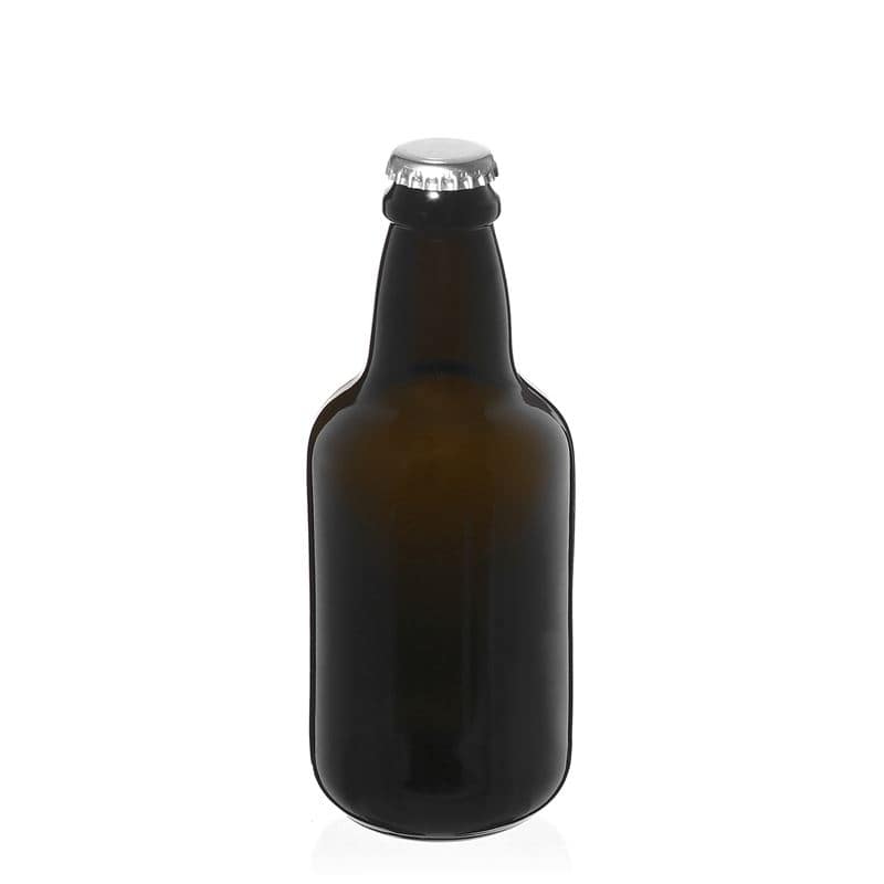 330 ml steklenica za pivo »Era«, steklo, antično zelena, ustje: kronski zamašek