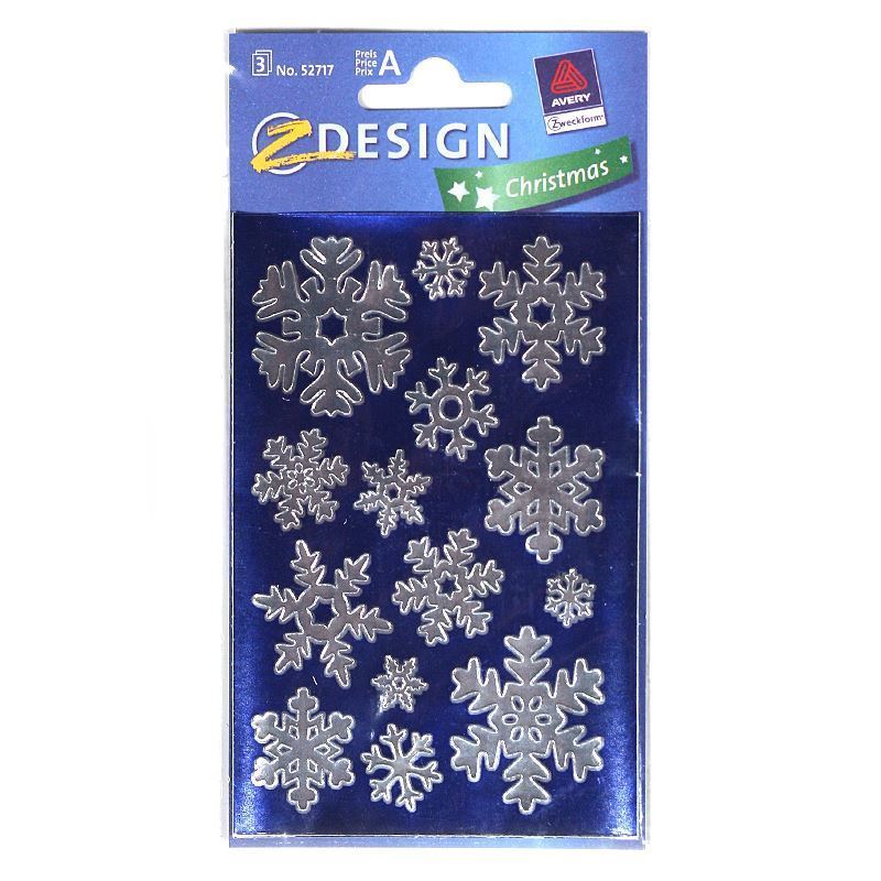 Zweckform nalepke 'Snežinke', papir, srebrne