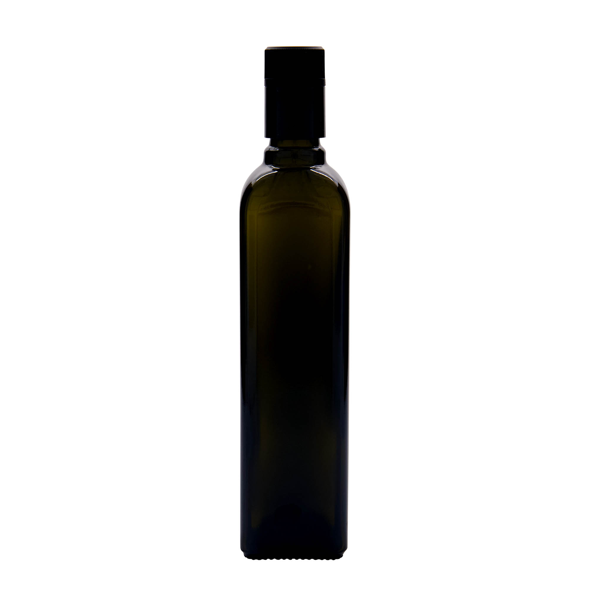 500 ml steklenica za kis/oljčno olje 'Quadra', steklo, kvadratna, antikno zelena, odprtina: DOP
