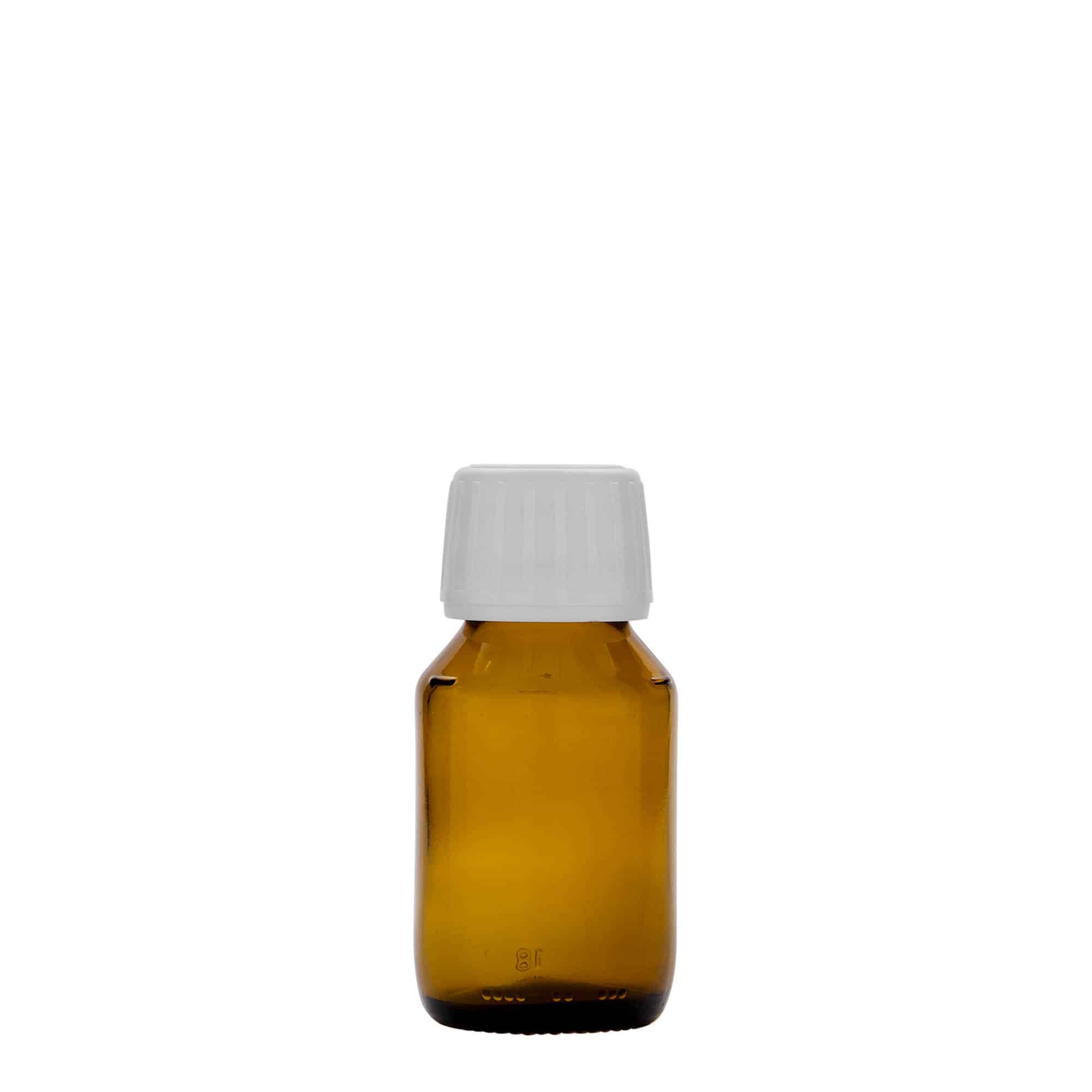 50 ml medicinska steklenička, rjava, steklo, odprtina: PP 28