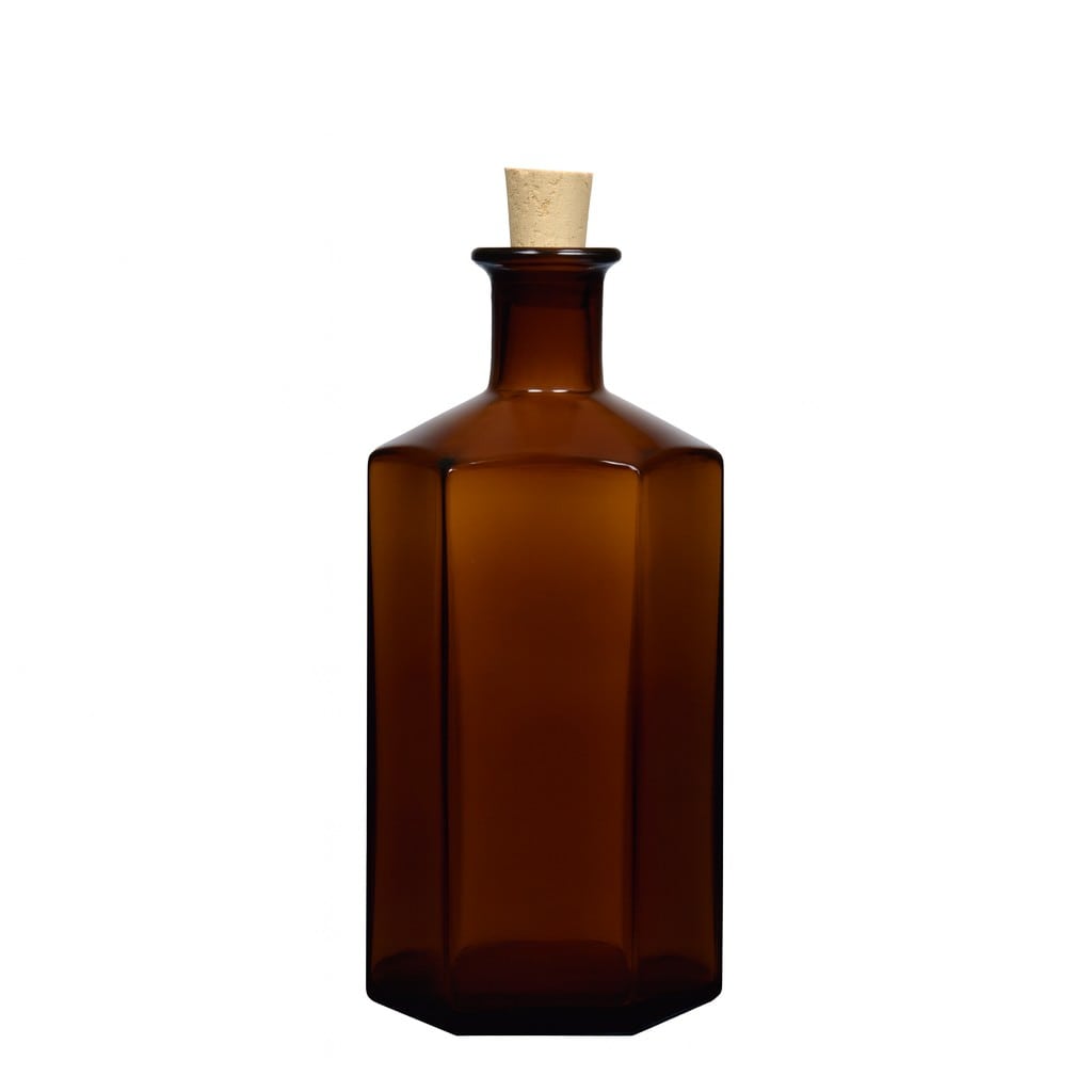 500 ml steklenica za lekarno 'Jimmy', šestkotna, rjava, odprtina: zamašek