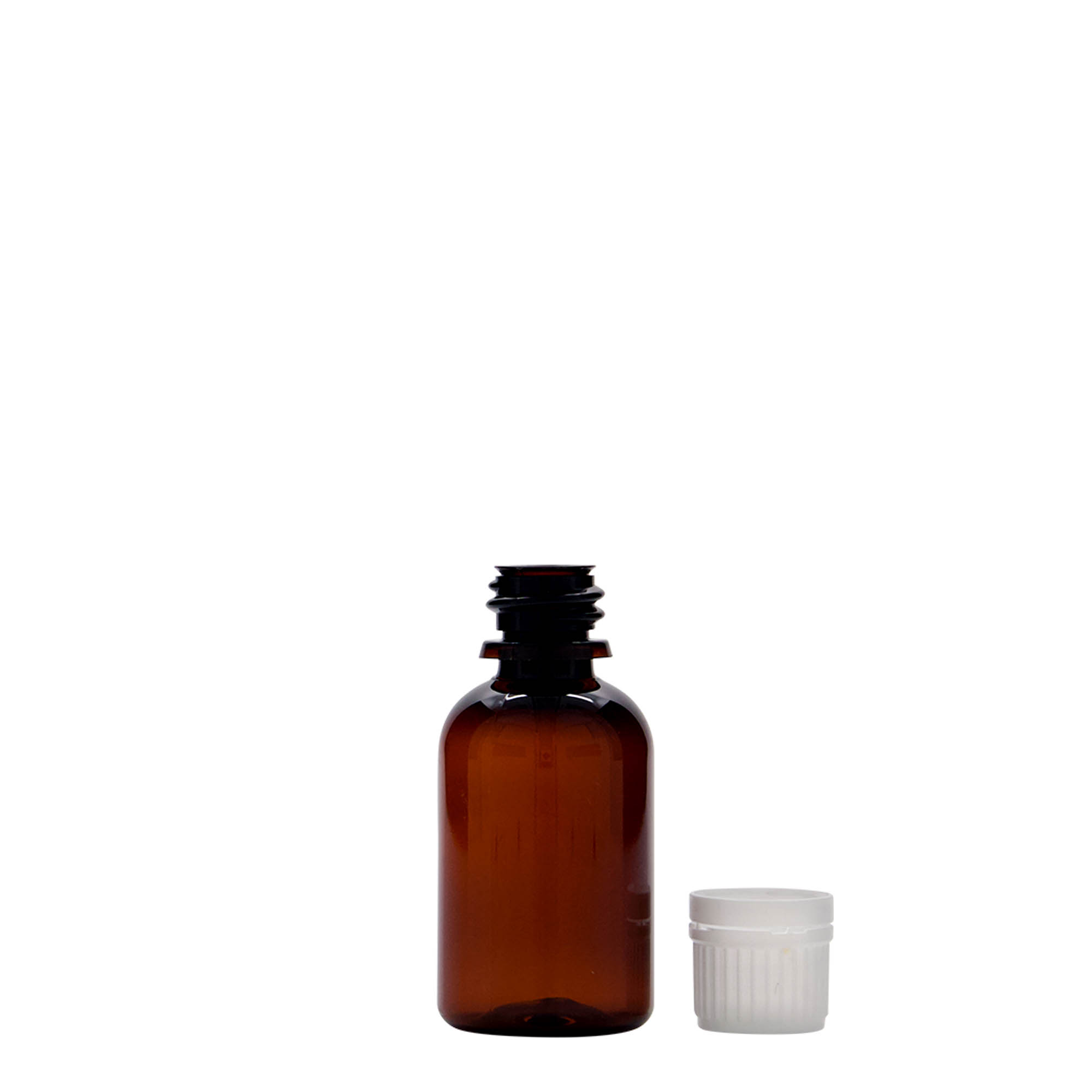 30 ml PET-medicinska steklenička 'Easy Living', rjava, plastika, odprtina: DIN 18