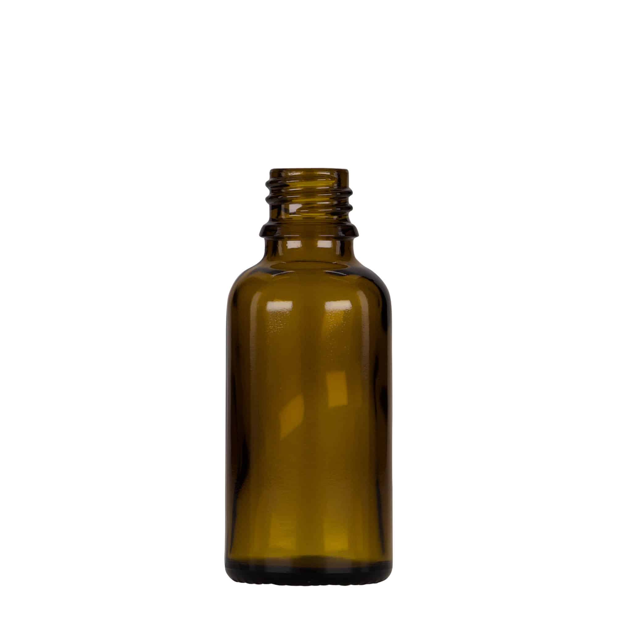 30 ml steklenica s pipeto za zdravila, steklo, rjavo-črna, ustje: DIN 18