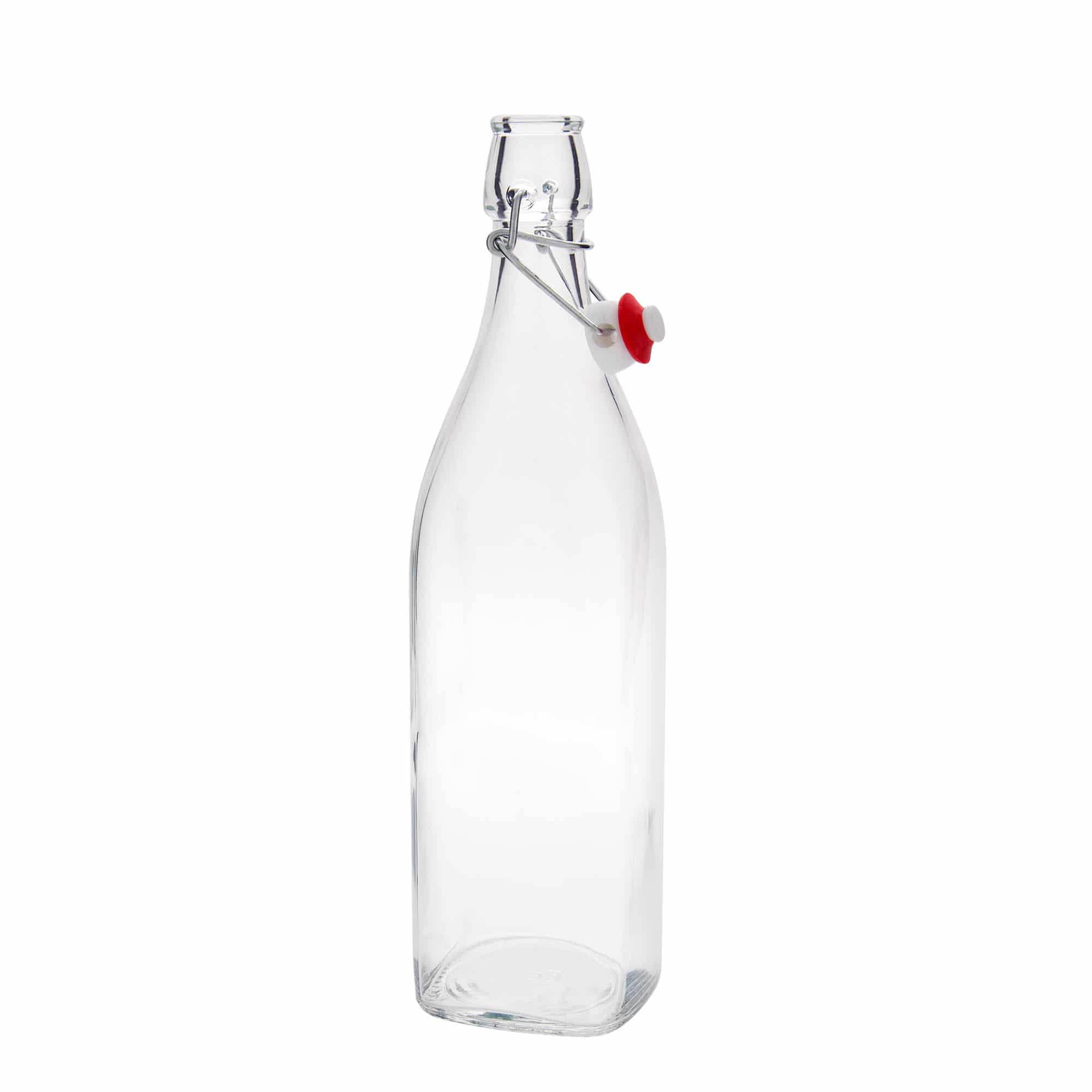 1.000 ml steklenica iz stekla 'Swing, kvadratna, odprtina: s sponko