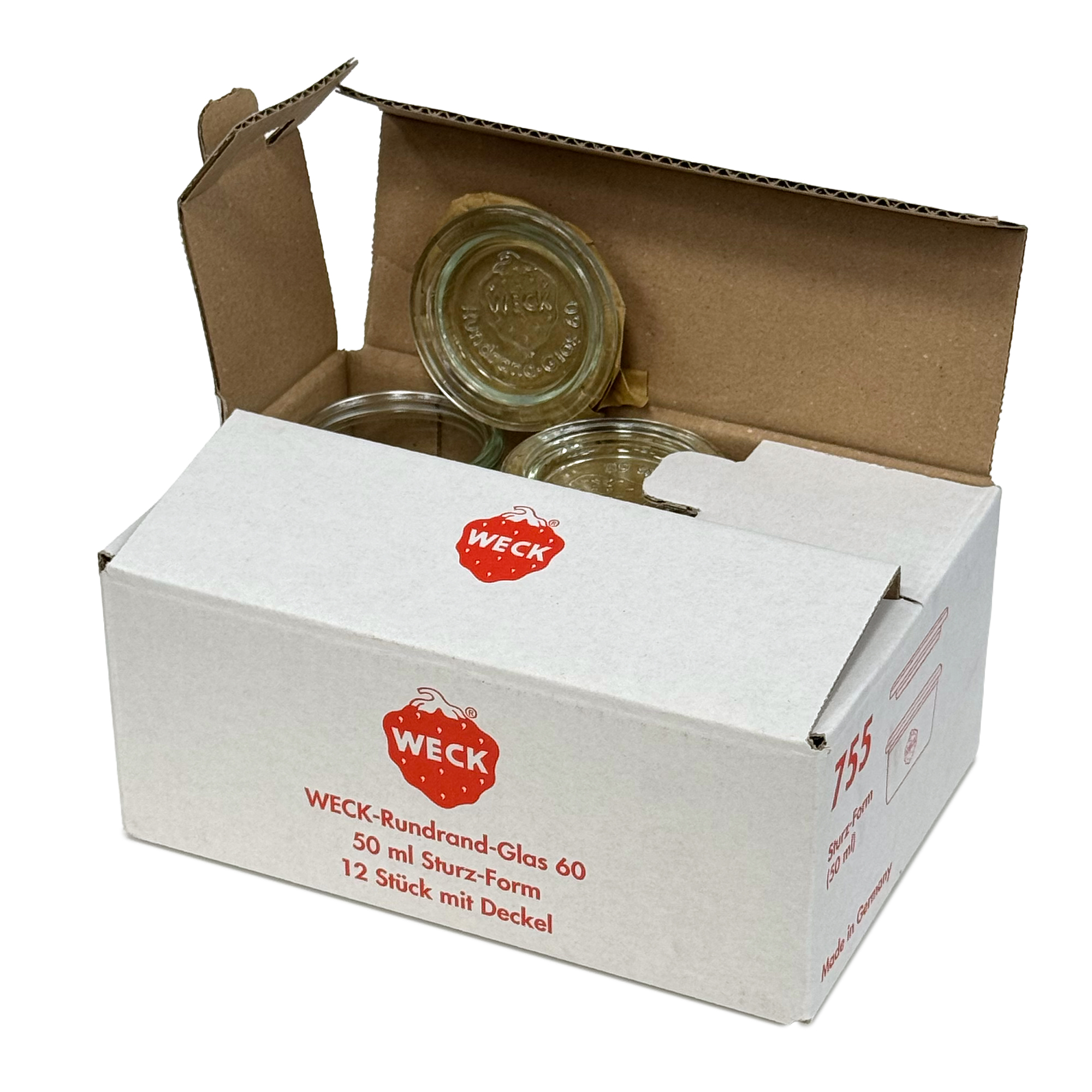 12x 50 ml WECK kozarec za vlaganje s steklenim pokrovom RR 60