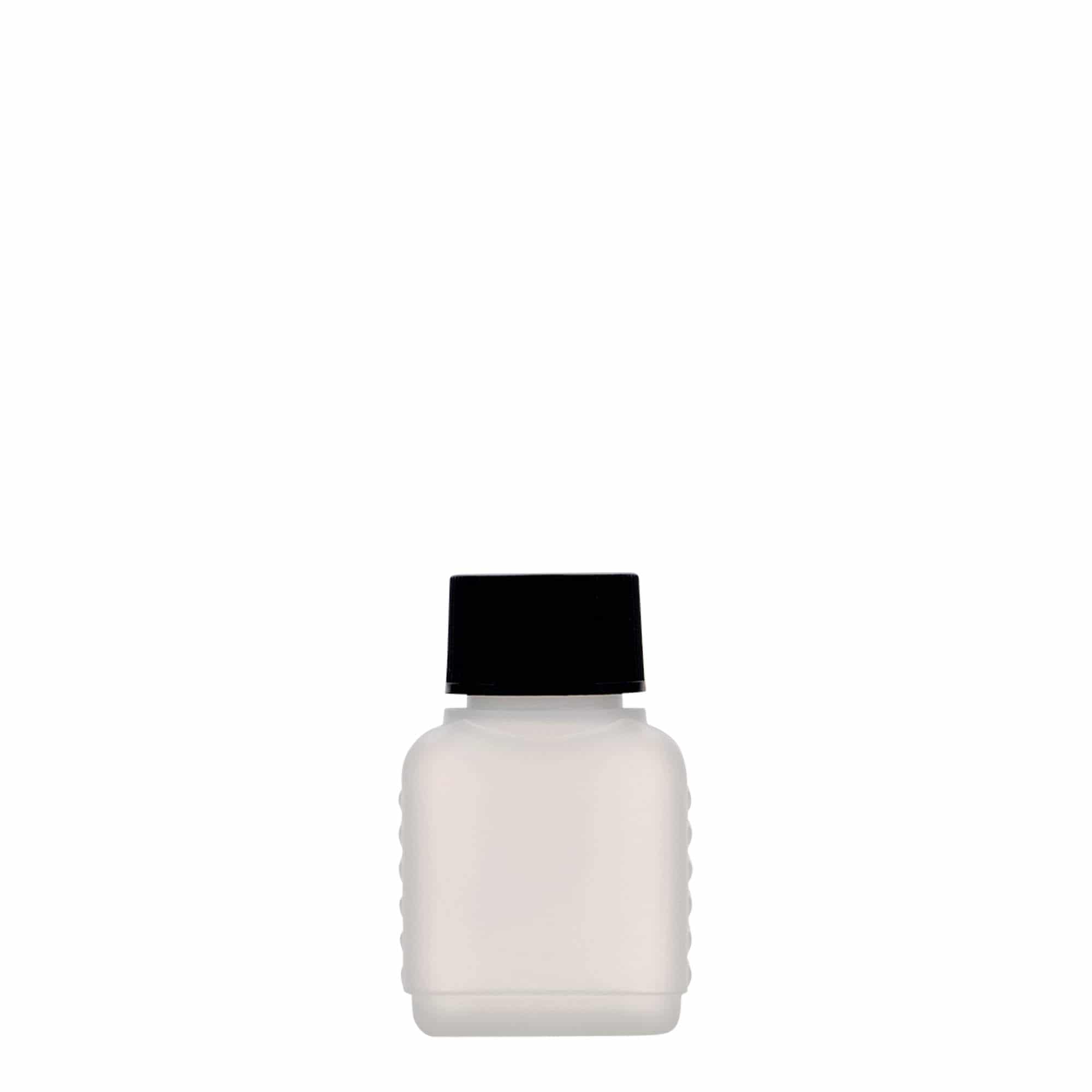 50 ml kanister steklenica, pravokotna, HDPE-plastika, naravna, odprtina: DIN 25