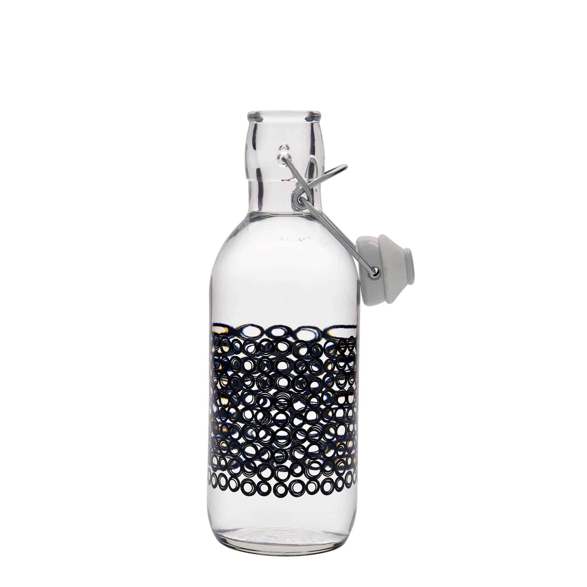 500 ml steklena steklenica »Emilia«, motiv: Circola nero, ustje: zamašek s tesnilom