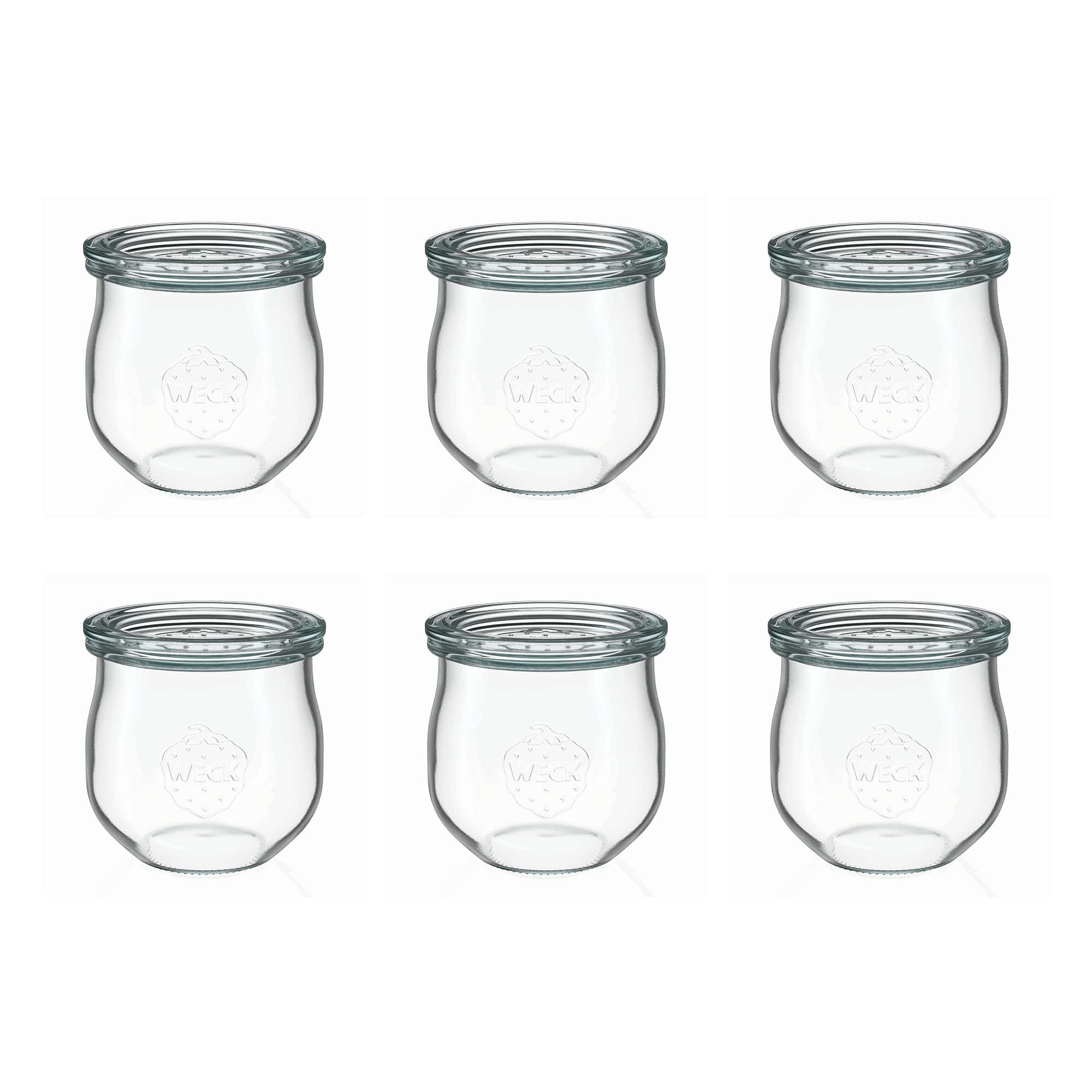 6x 370 ml WECK kozarec tulipan s steklenim pokrovom RR 80