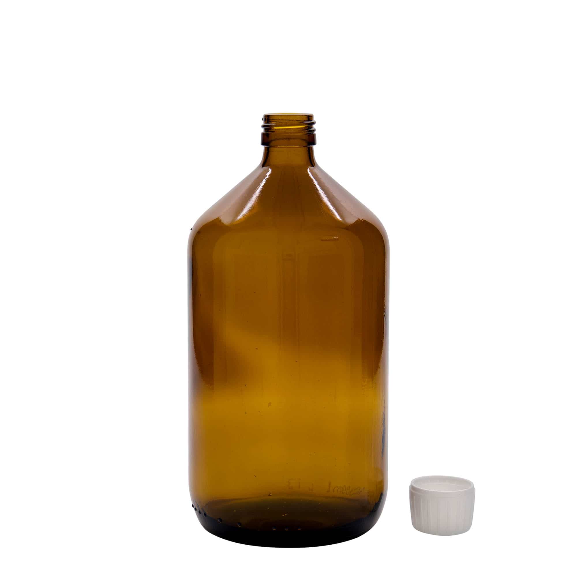1.000 ml medicinska steklenica, rjava, steklo, odprtina: PP 28