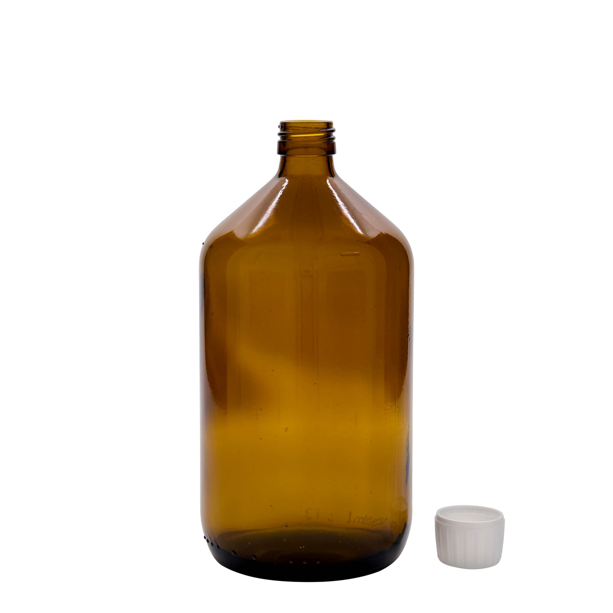 1.000 ml medicinska steklenica, rjava, steklo, odprtina: PP 28