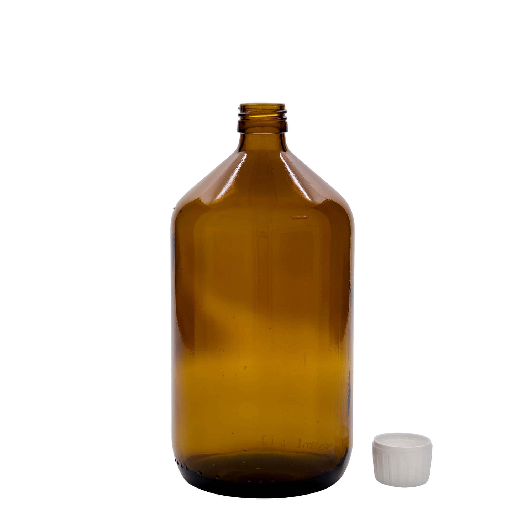 1.000 ml medicinska steklenica, rjava, steklo, odprtina: PP 28