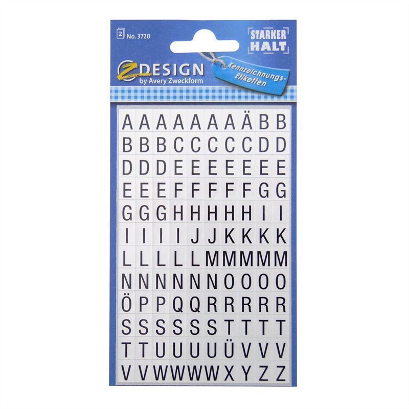 Zweckform nalepke 'Abeceda', plastika, črne barve Zweckform nalepke 'Abeceda', plastika, črne barve
