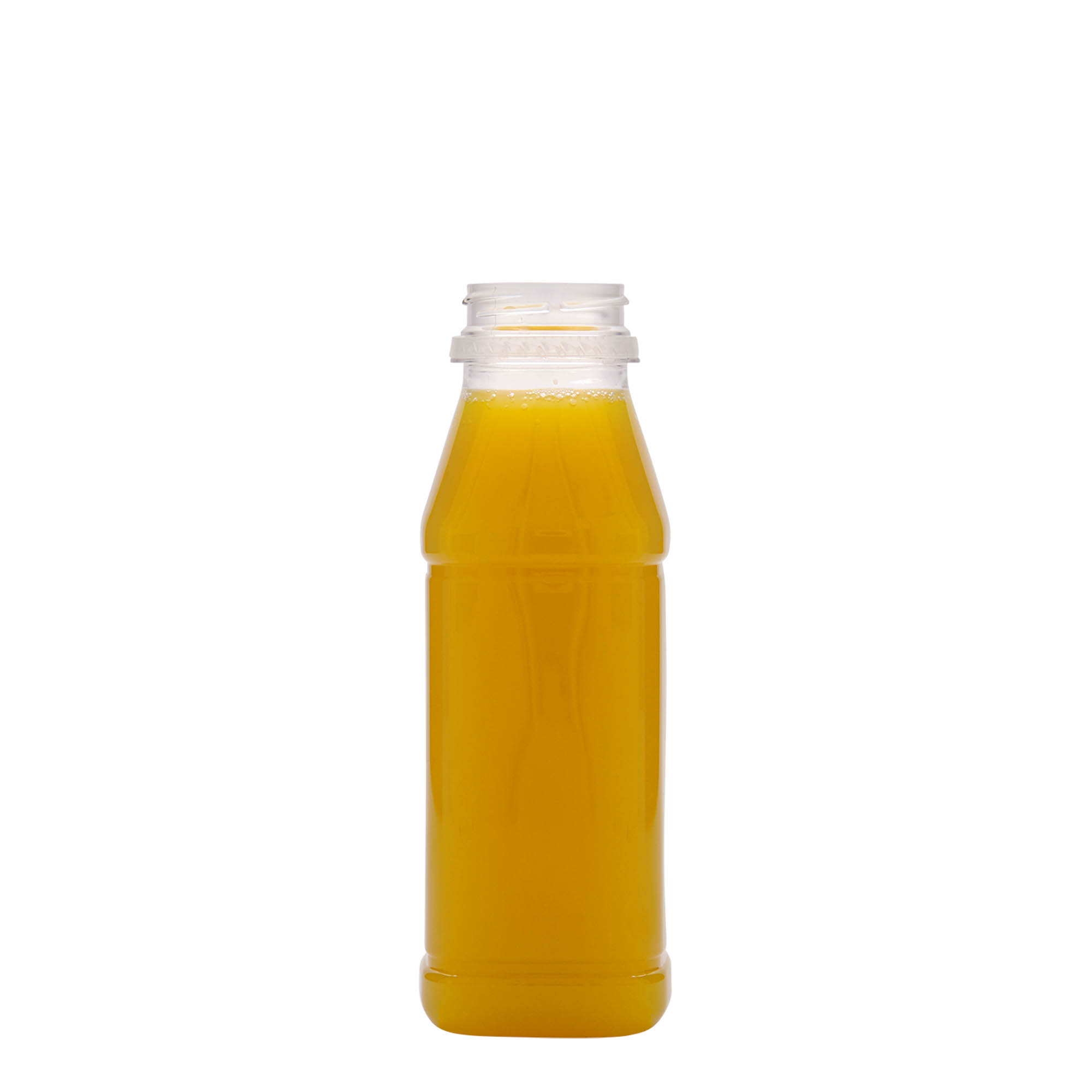 330 ml PET-flaska 'Milk and Juice Carré', kvadratna, plastika, odprtina: 38 mm