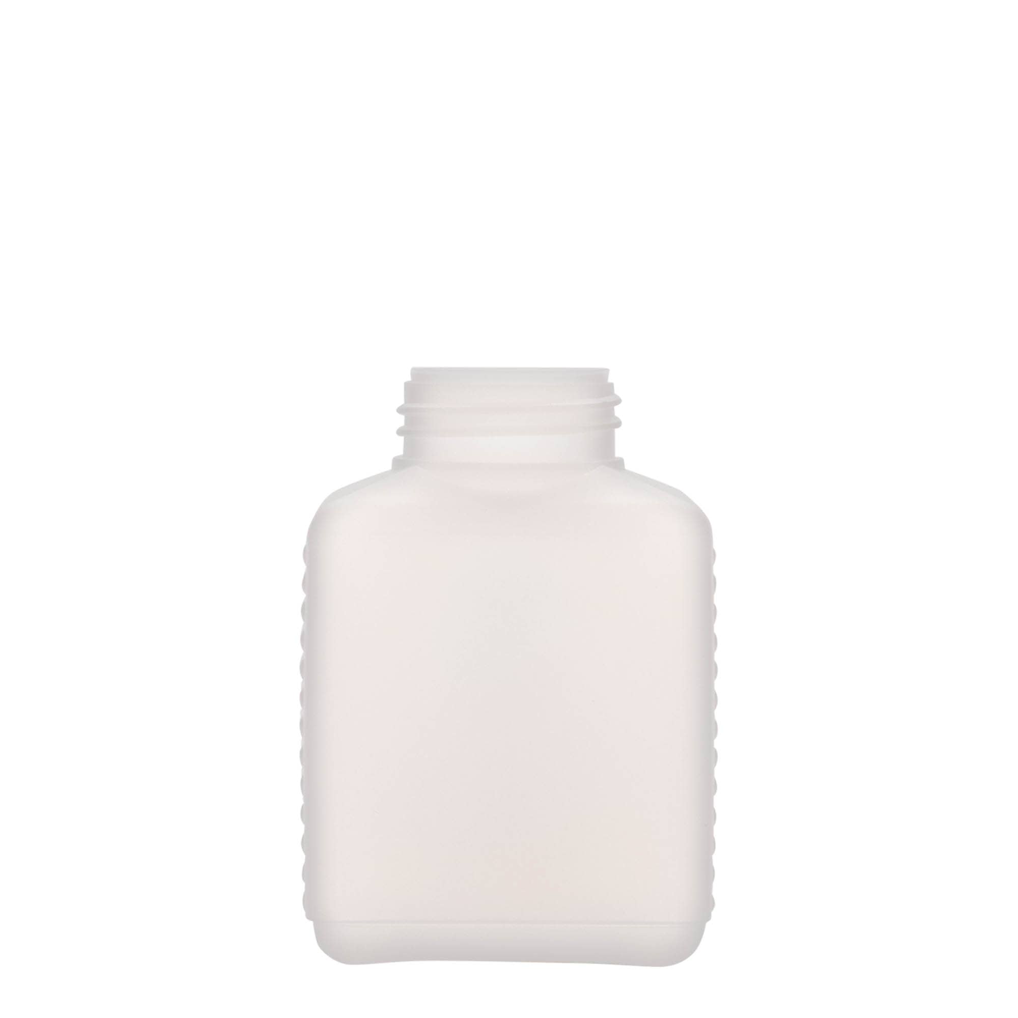250 ml steklenica z širokim vratom, pravokotna, HDPE plastika, naravna, odprtina: DIN 40 EPE