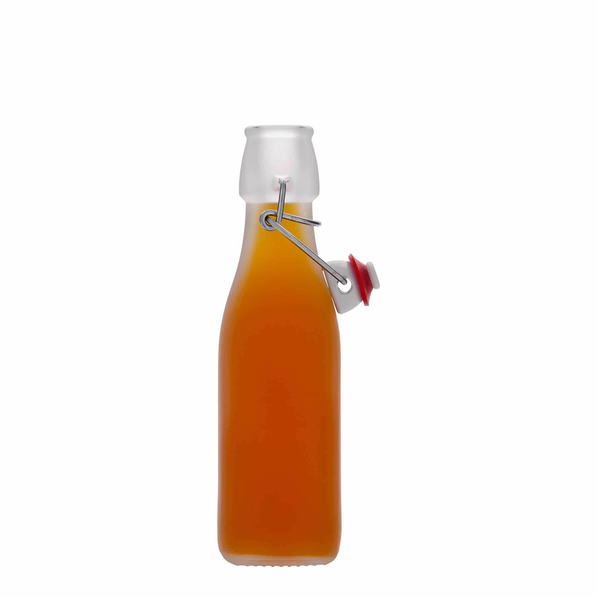 250 ml steklena steklenica »Swing«, kvadratna, bela, ustje: zamašek s tesnilom