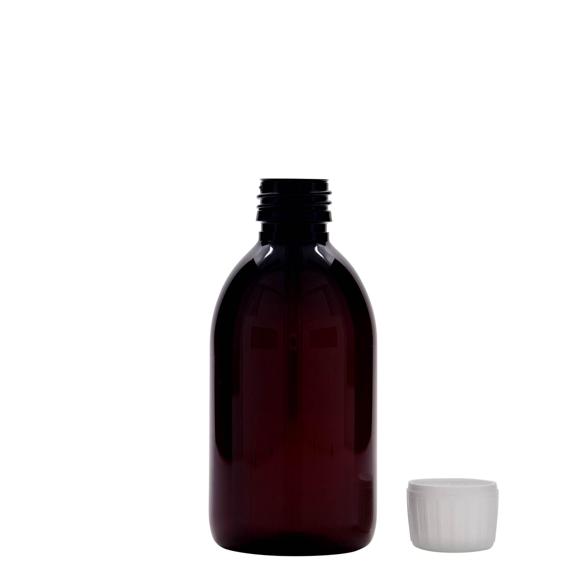 250 ml PET-medicinska steklenička, rjava, plastika, odprtina: PP 28