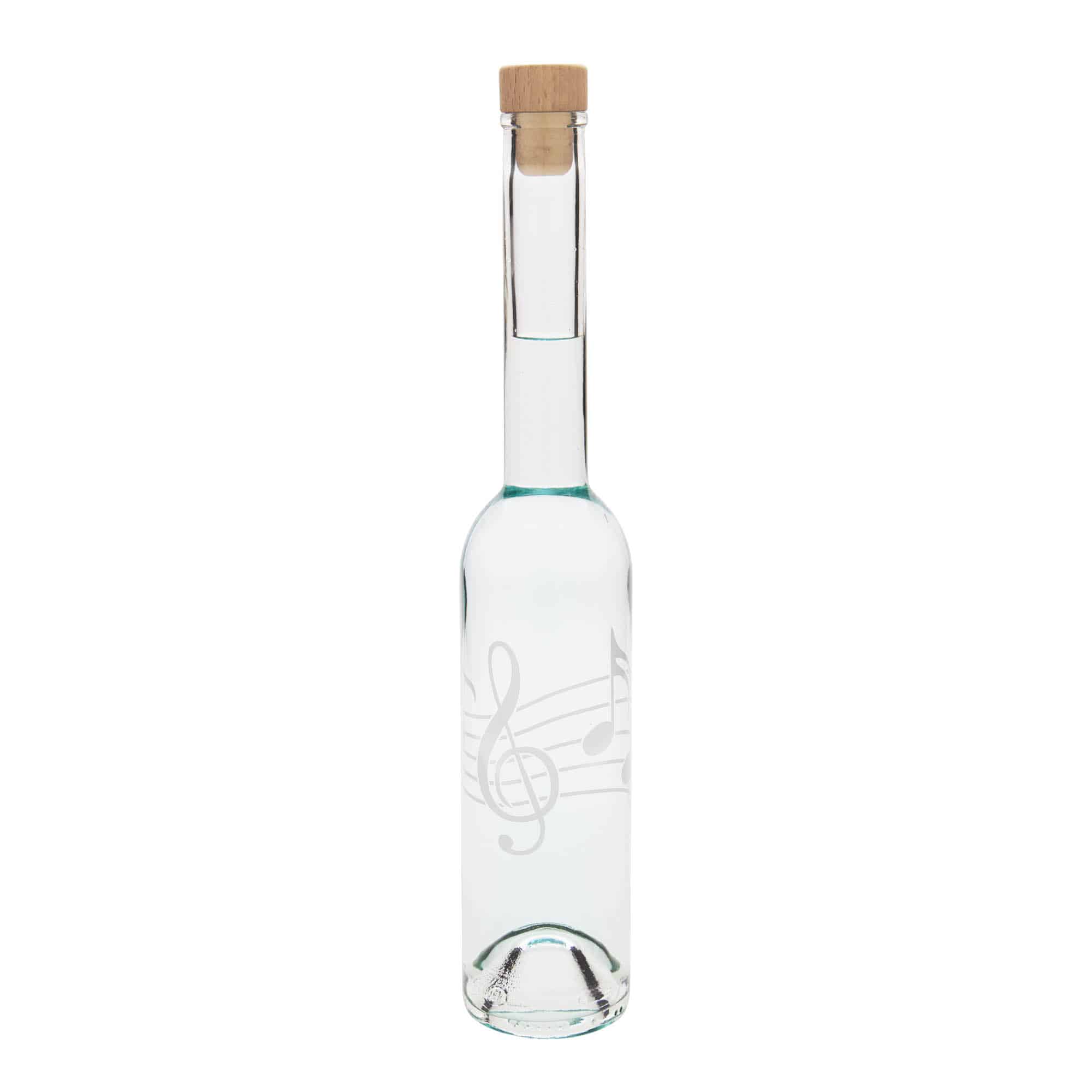 Steklenica iz stekla 350 ml 'Opera', motiv: glasbene note, odprtina: pluta