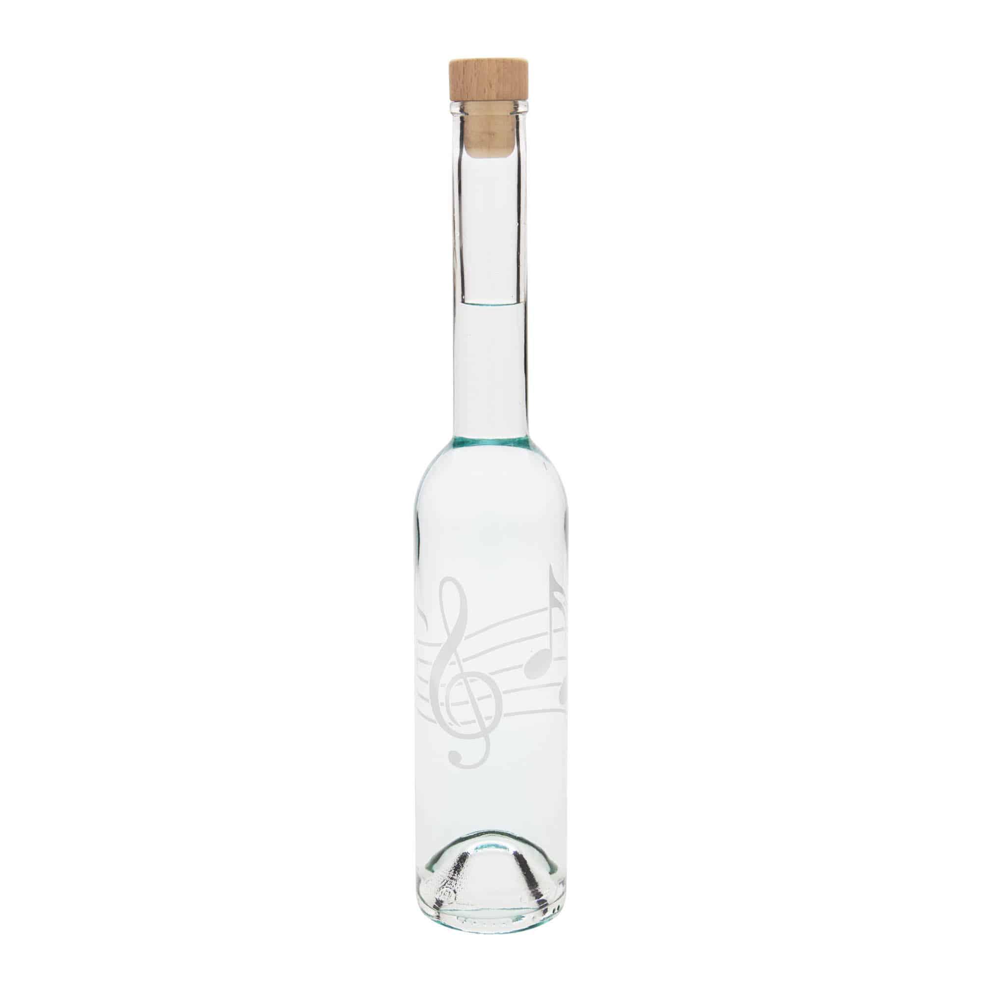 Steklenica iz stekla 350 ml 'Opera', motiv: glasbene note, odprtina: pluta Steklenica iz stekla 350 ml 'Opera', motiv: glasbene note, odprtina: pluta