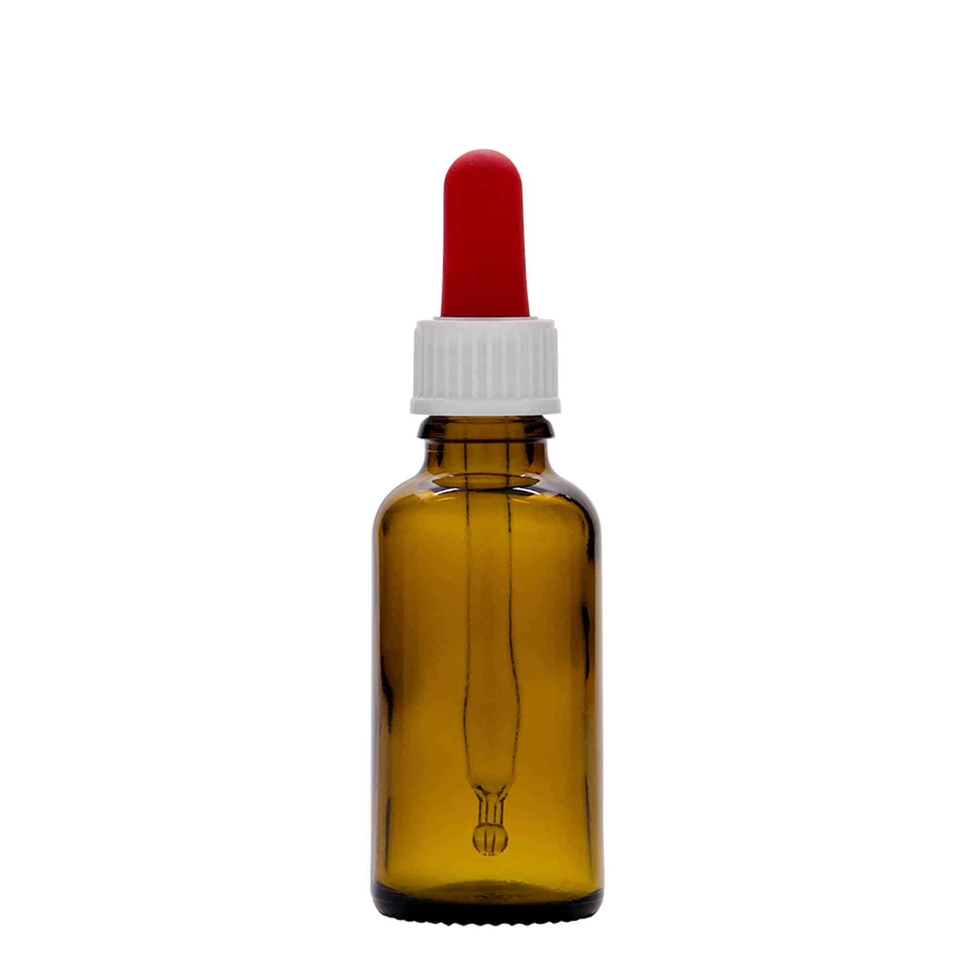 30 ml steklenica s pipeto za zdravila, steklo, rjava, ustje: DIN 18