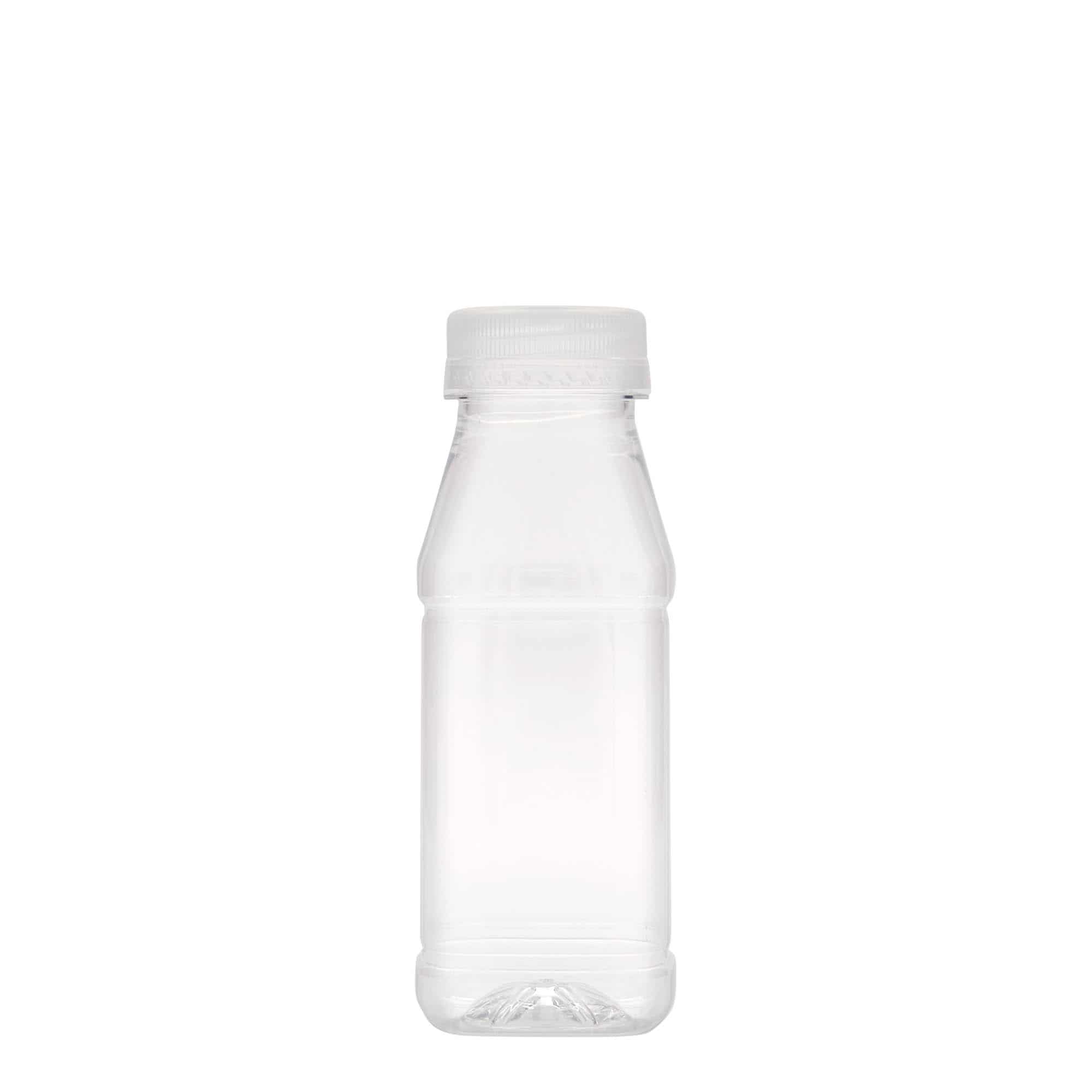 250 ml steklenica iz PET plastike »Milk and Juice Carré«, kvadratna, plastika, ustje: 38 mm