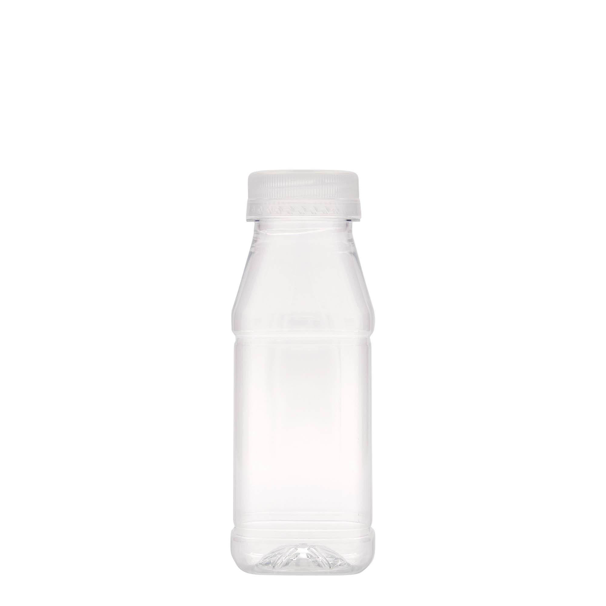 250 ml PET-flaska 'Milk and Juice Carré', kvadratna, plastika, odprtina: 38 mm