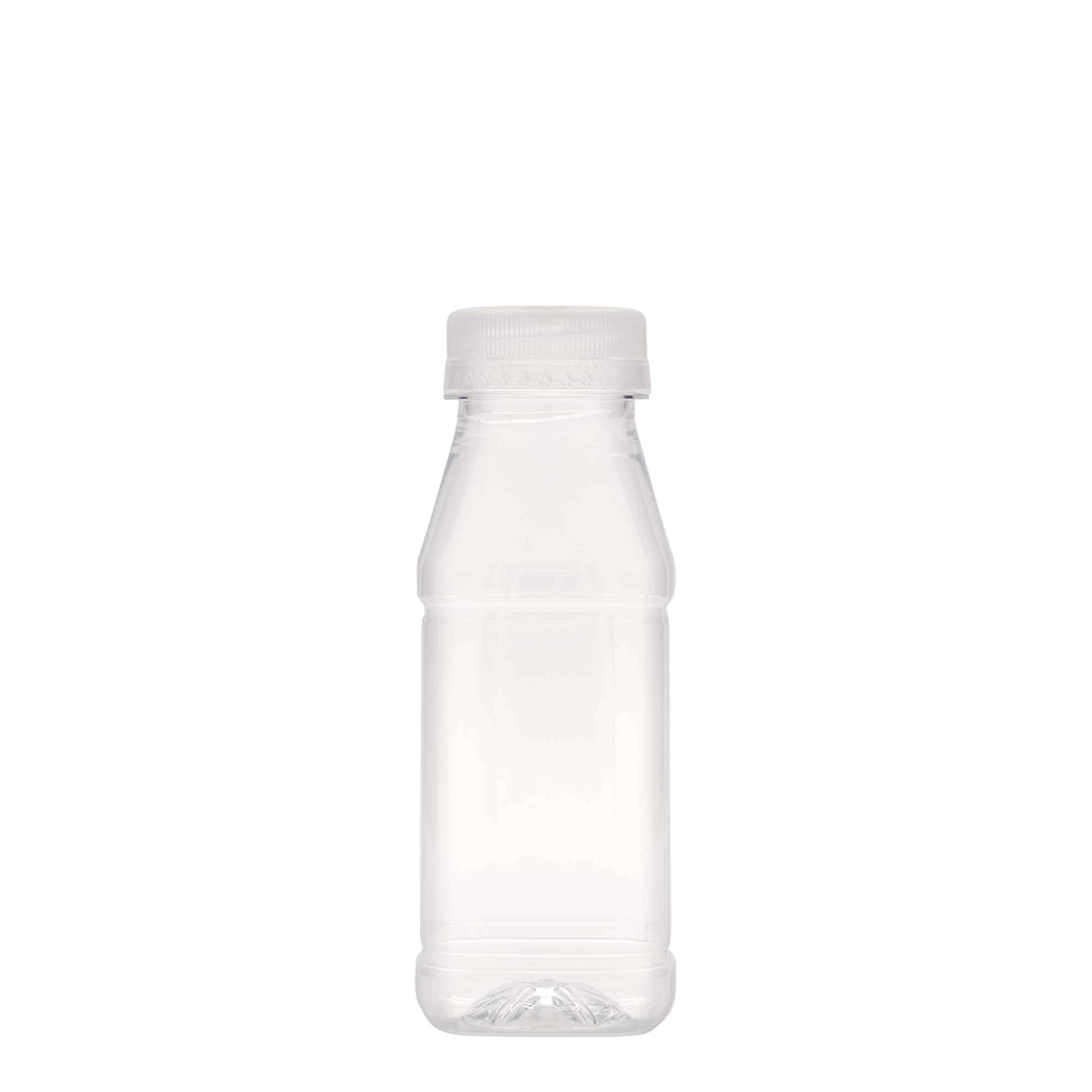 250 ml PET-flaska 'Milk and Juice Carré', kvadratna, plastika, odprtina: 38 mm