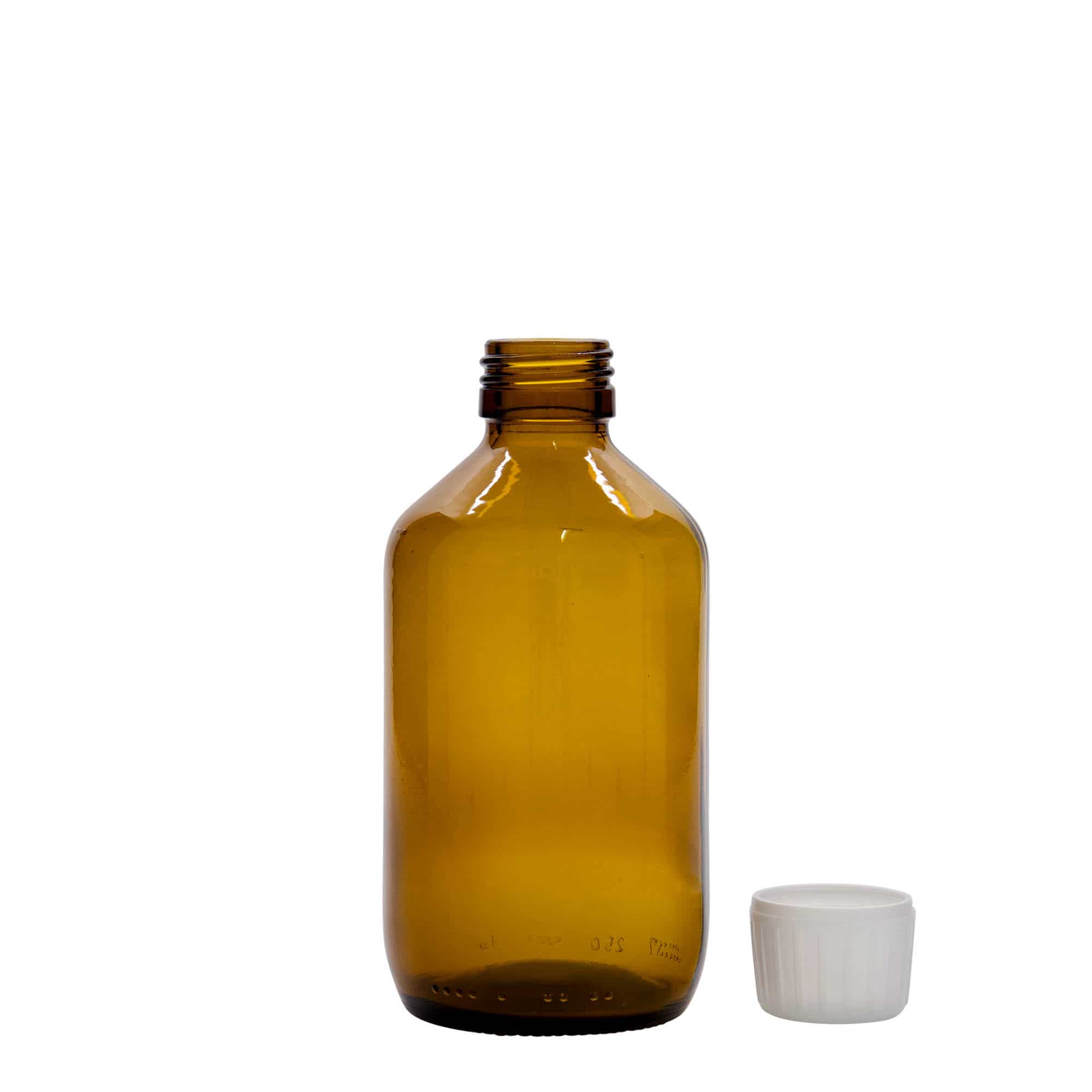 250 ml medicinska steklenička, rjava, steklo, odprtina: PP 28