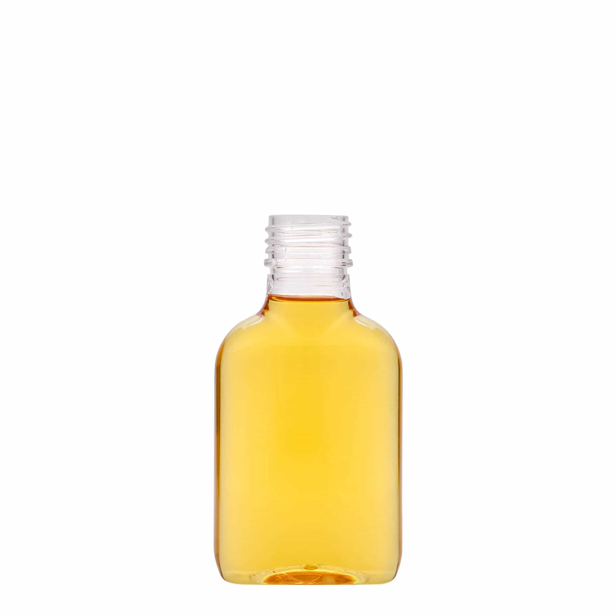 100 ml žepna steklenica, ovalna, plastika PET, ustje: PP 28