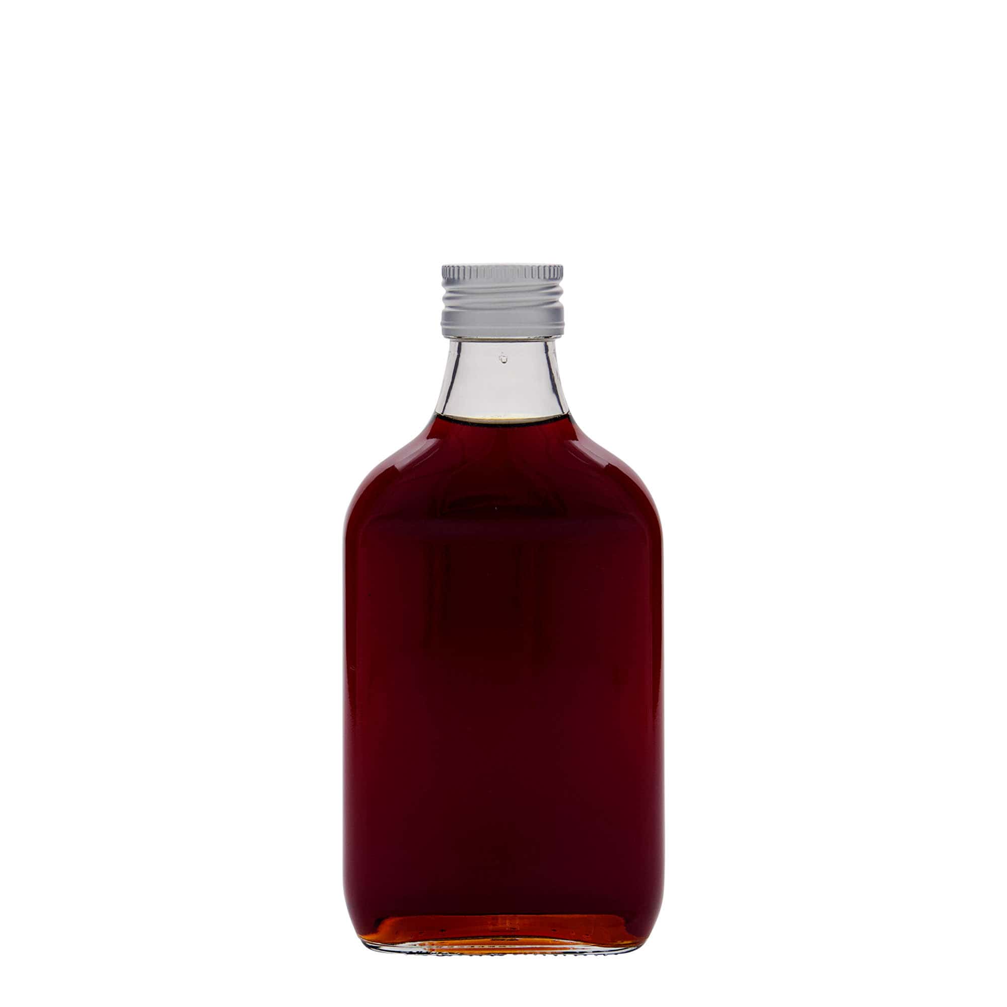 200 ml žepna steklenička, pravokotna, steklo, odprtina: PP 28