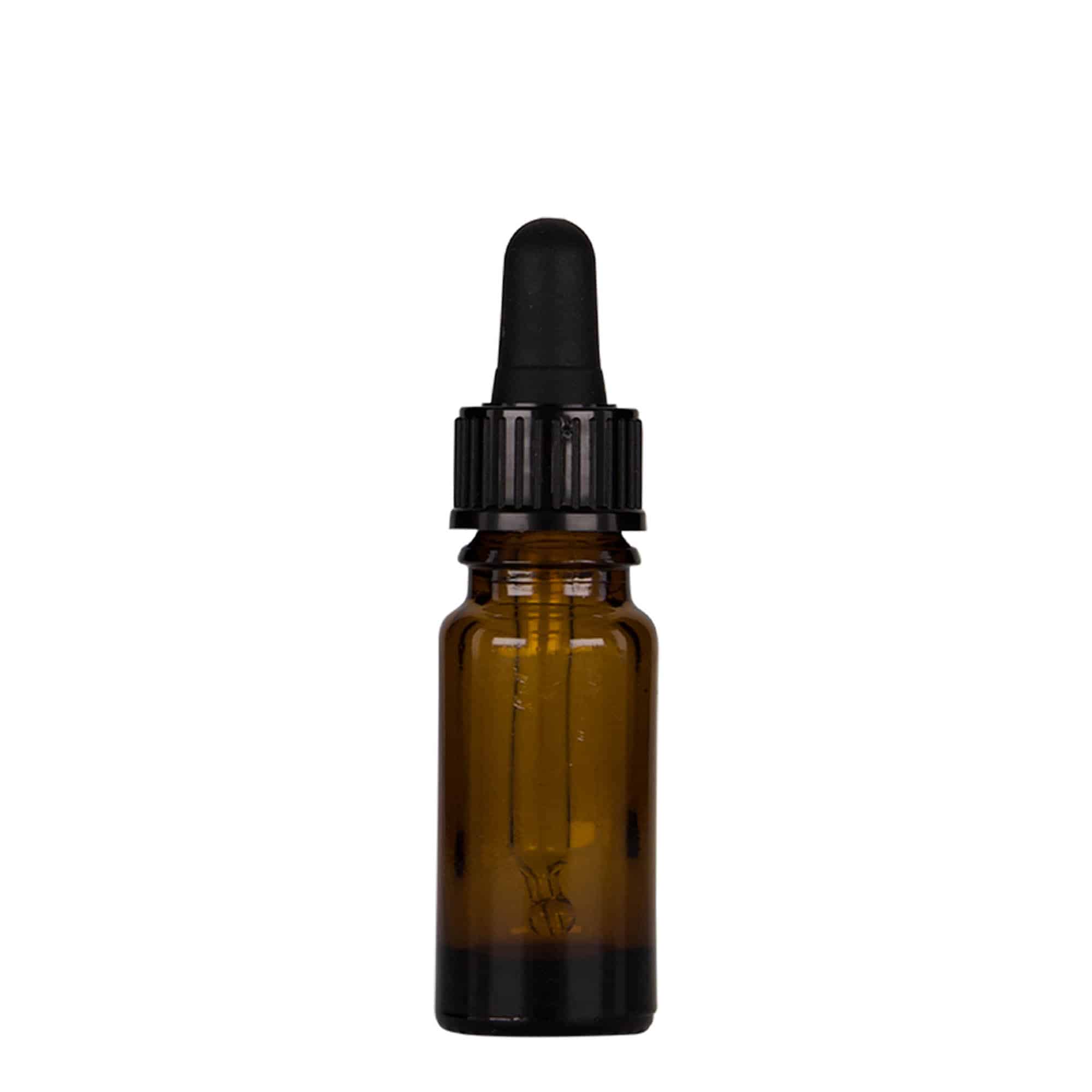 10 ml medicinska steklenička s kapalko, steklo, rjavo-črna, odprtina: DIN 18