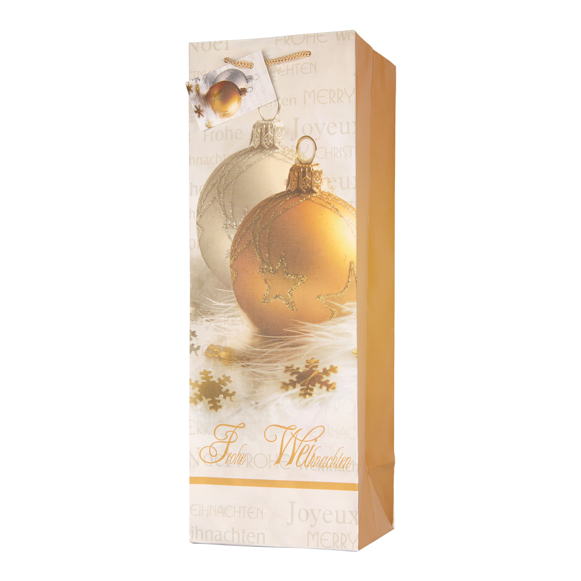 Steklenična torbica, kvadratna, papir, zlata