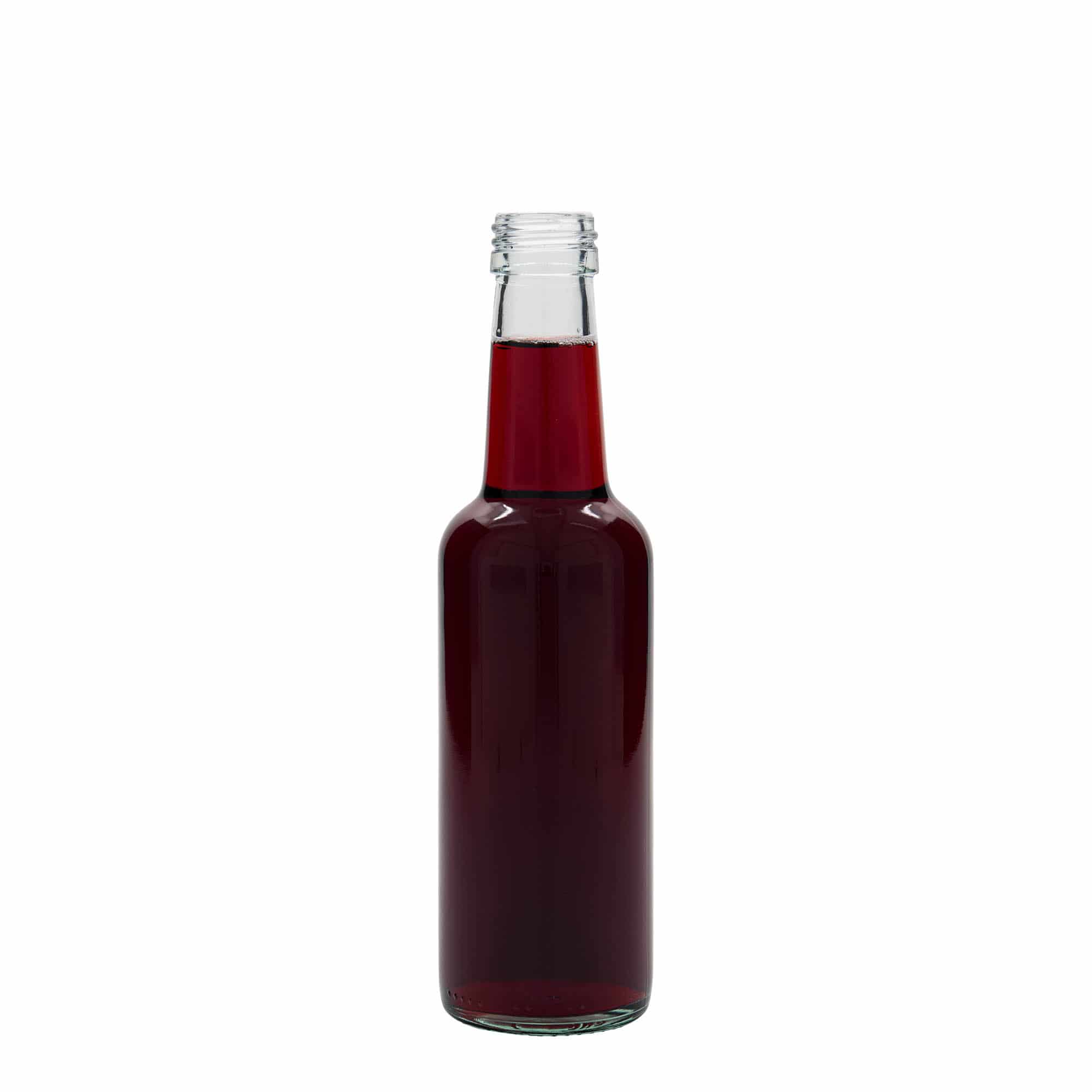 250 ml steklena steklenica z ravnim vratom, ustje: PP 28