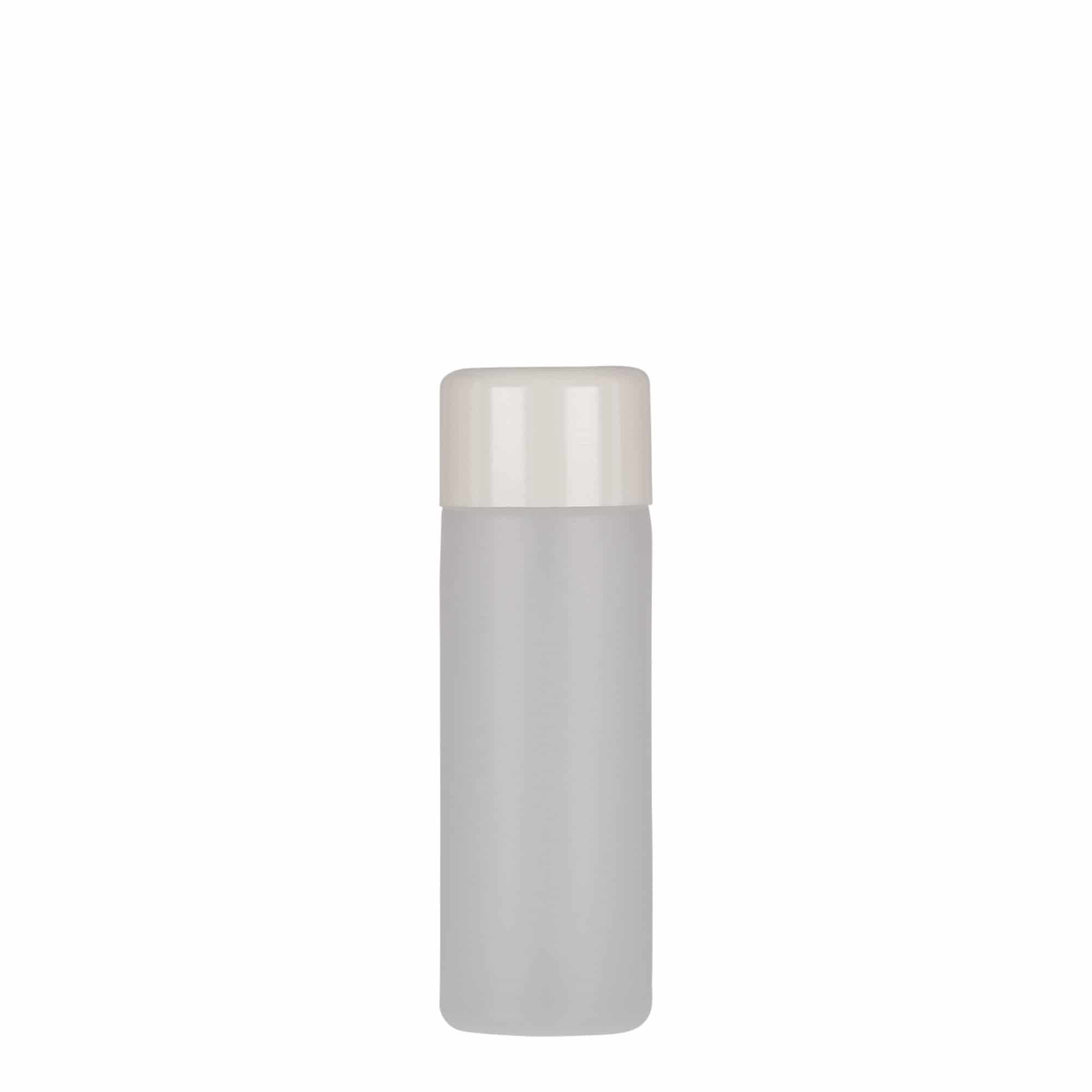 50 ml okrogla steklenica, plastika PE, naravna, ustje: navojni zamašek