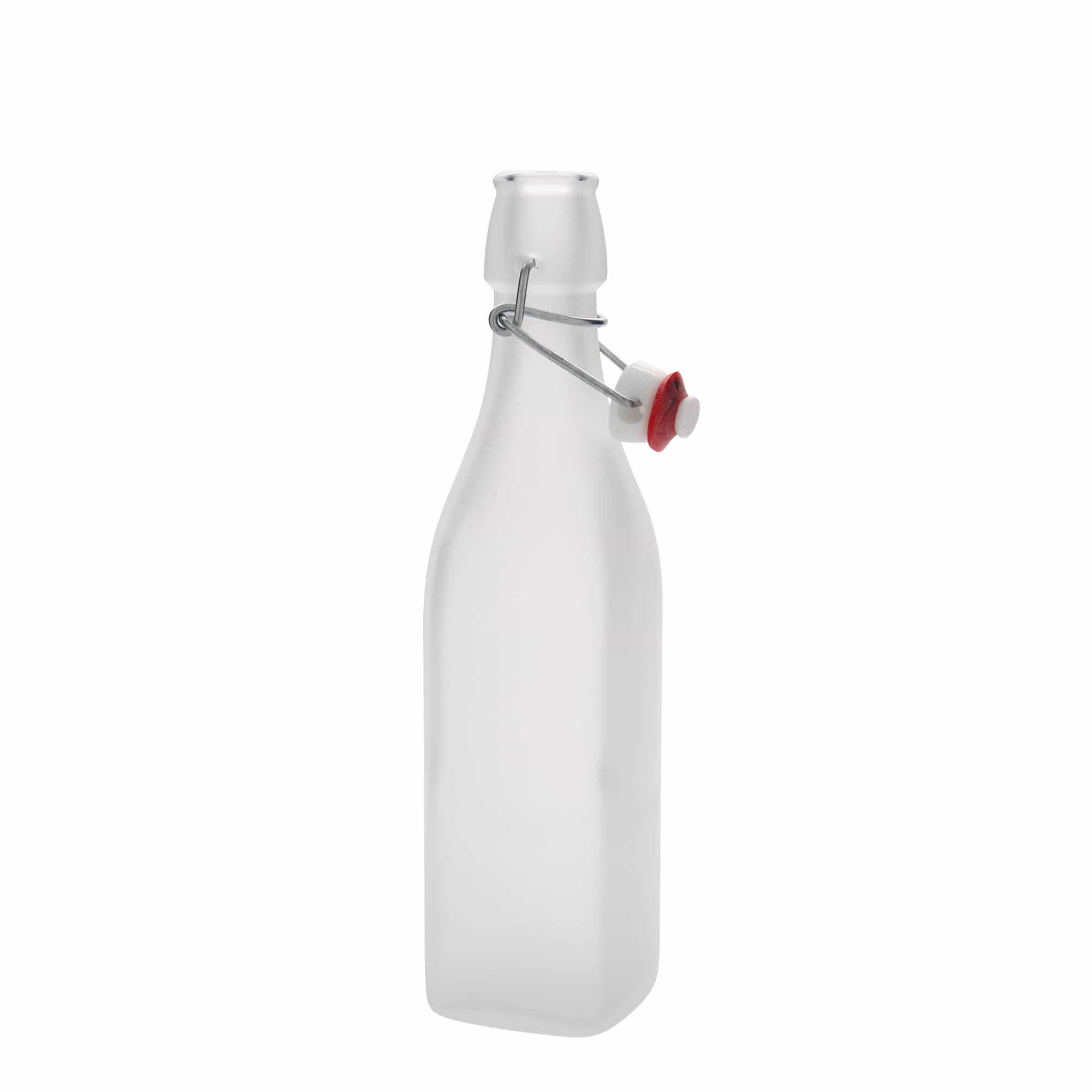 500 ml steklena steklenica 'Swing, kvadratna, bela, odprtina: s sponko