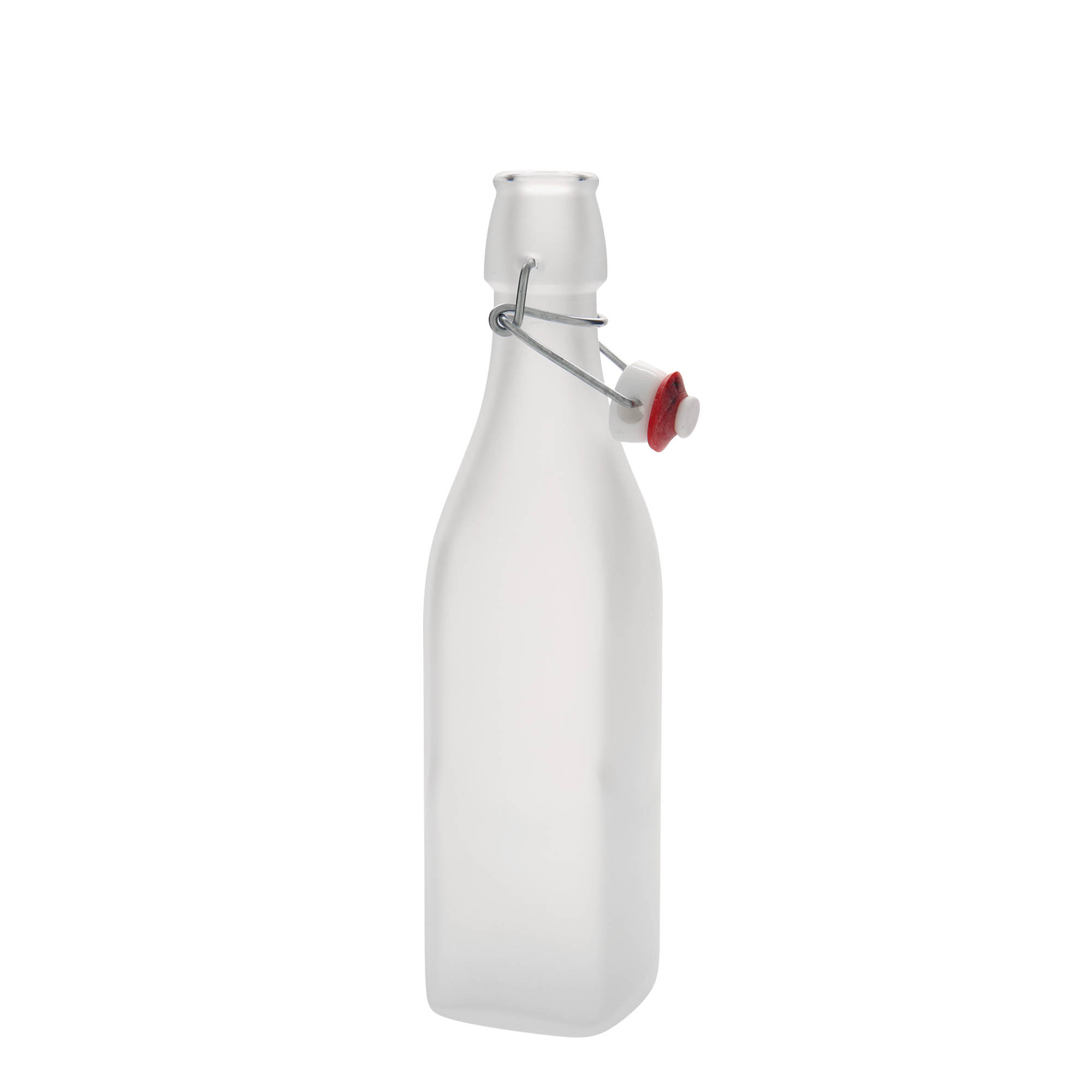 500 ml steklena steklenica 'Swing, kvadratna, bela, odprtina: s sponko