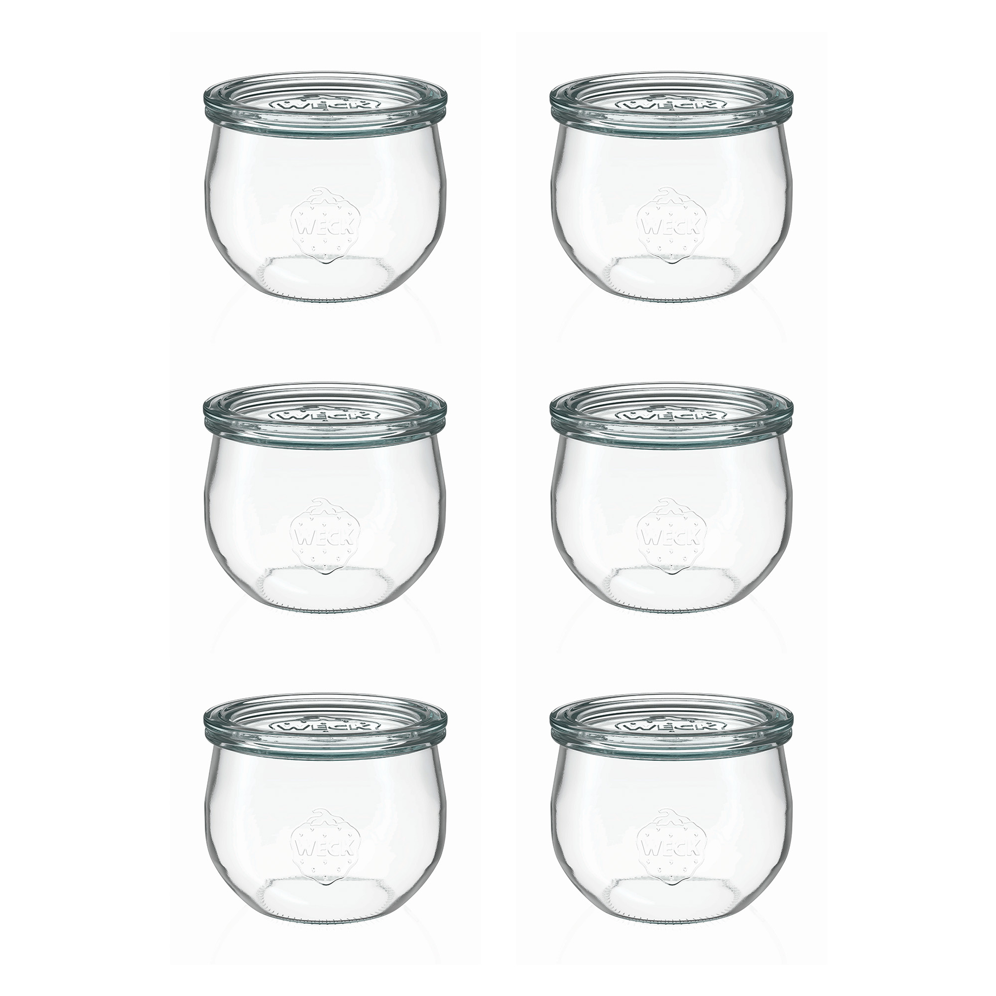 6x 580 ml WECK kozarec tulipan s steklenim pokrovom RR 100
