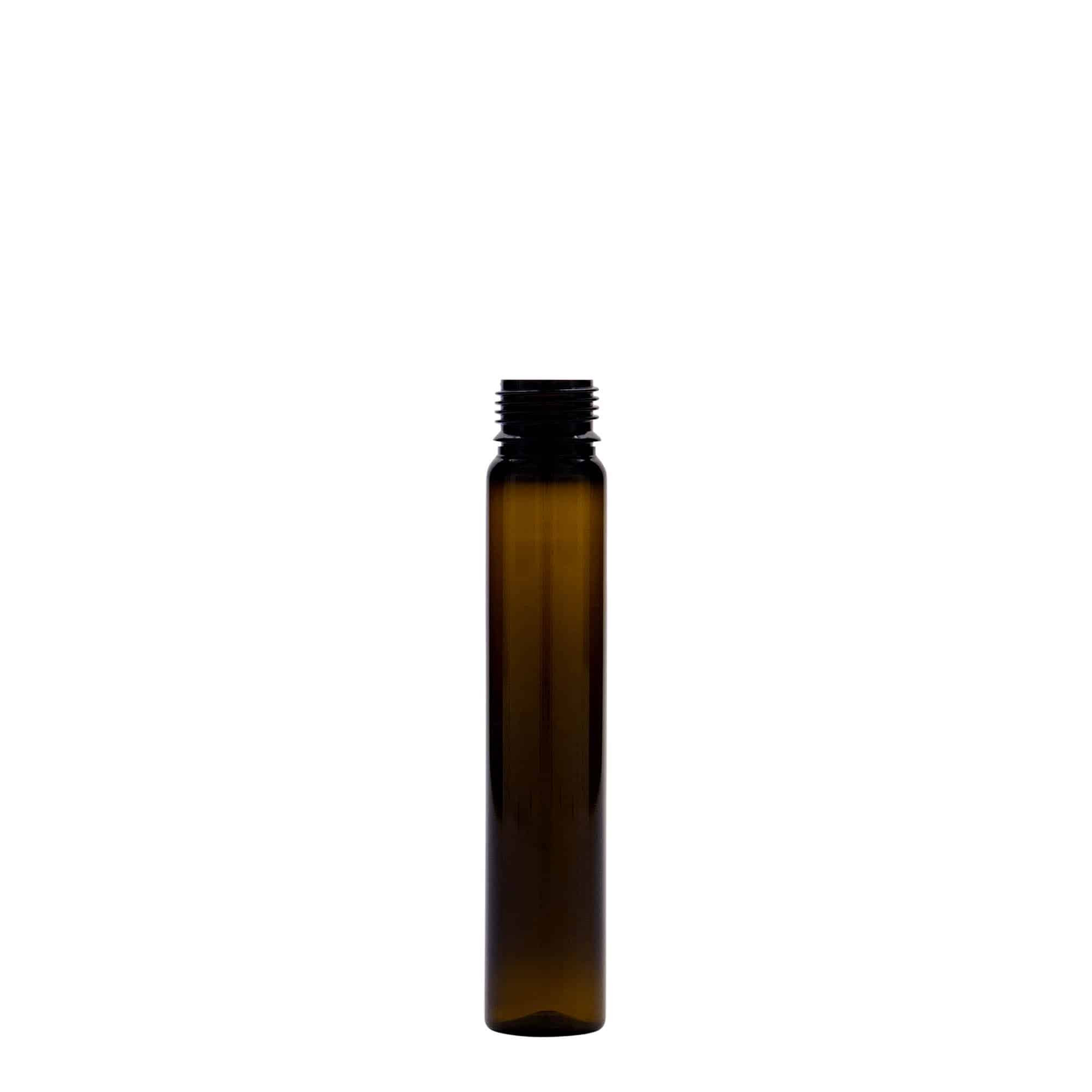 25 ml cevasta steklenička iz plastike PET, plastika, rjava, ustje: navojni zamašek