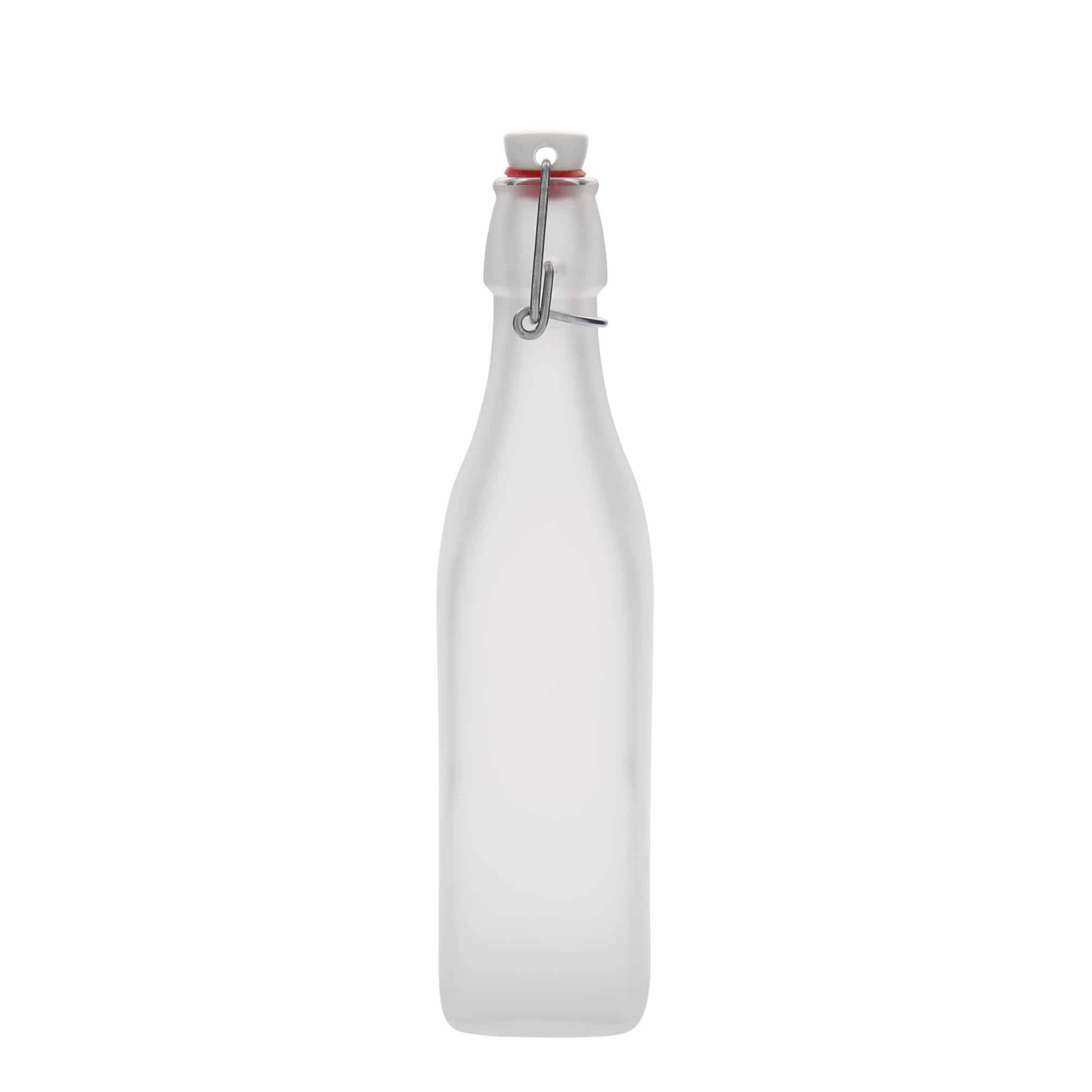 500 ml steklena steklenica 'Swing, kvadratna, bela, odprtina: s sponko
