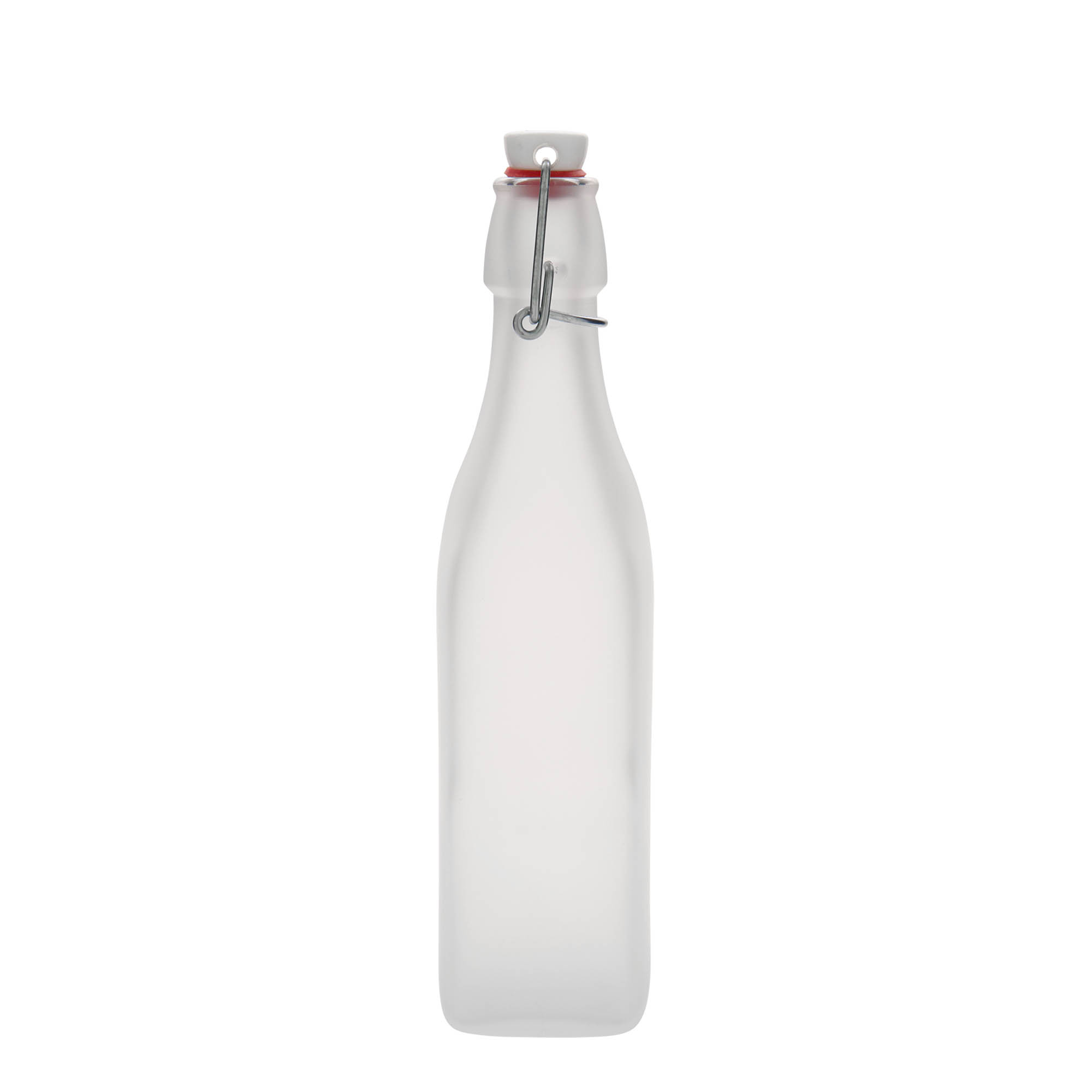 500 ml steklena steklenica 'Swing, kvadratna, bela, odprtina: s sponko 500 ml steklena steklenica 'Swing, kvadratna, bela, odprtina: s sponko