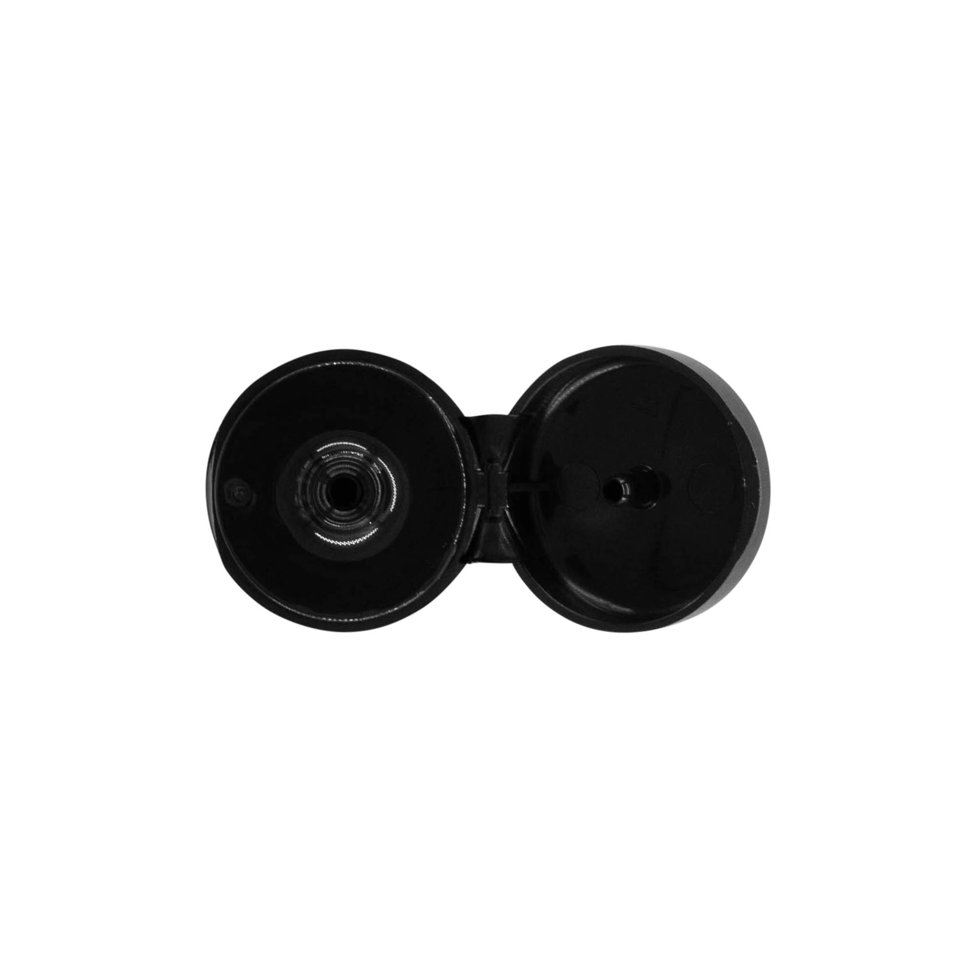 Vijčni pokrov z zložljivim tečajem, PP-plastika, črne barve, za odprtino: 20/410 Vijčni pokrov z zložljivim tečajem, PP-plastika, črne barve, za odprtino: 20/410