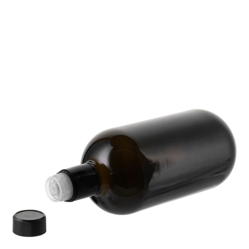 750 ml steklenica za kis/olje »Biolio«, steklo, antično zelena, ustje: DOP