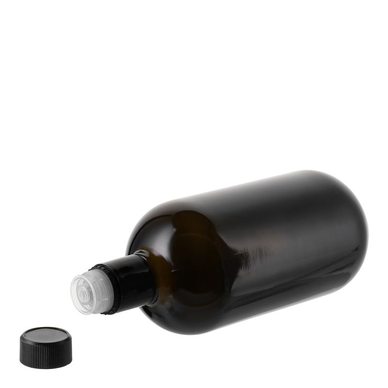 750 ml steklenica za kis/oljčno olje 'Biolio', steklo, starinsko zeleno, odprtina: DOP