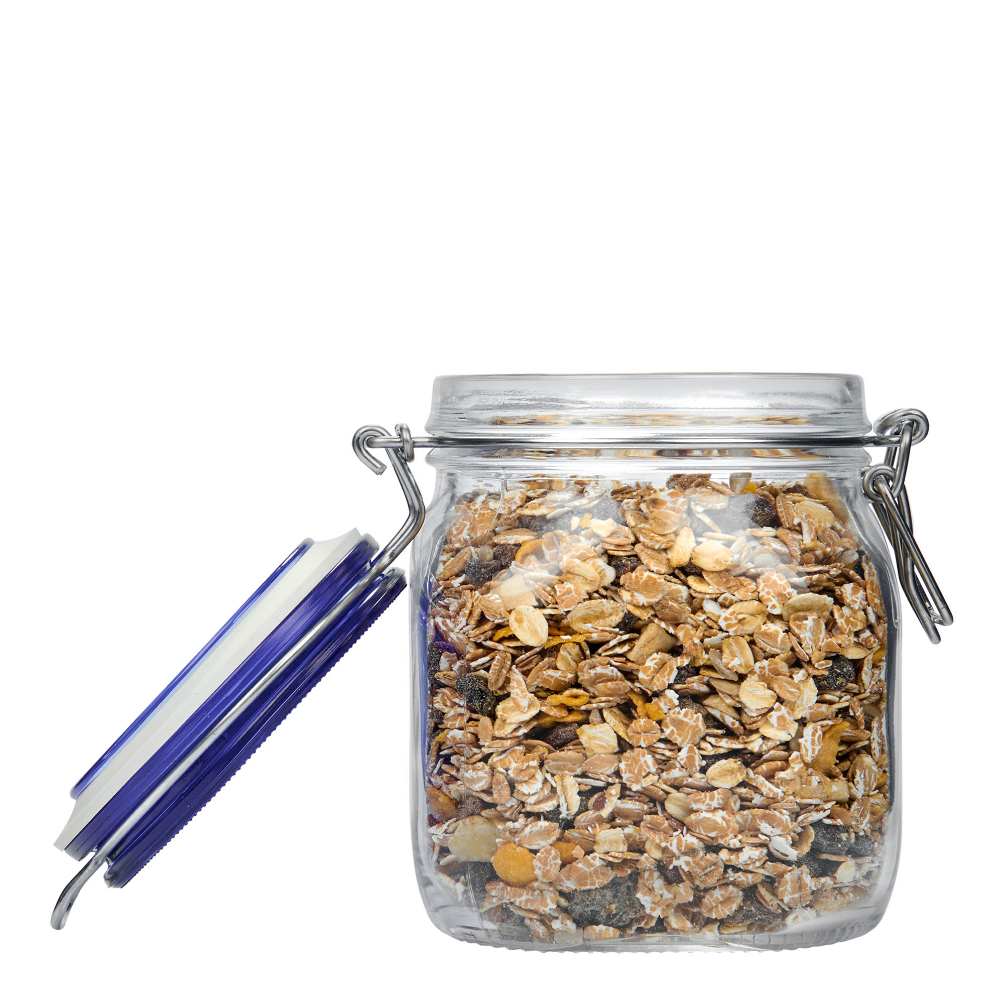 750 ml steklenica z žično sponko 'Fido' modra pokrovčka, kvadratna, odprtina: zapiranje z žično sponko 750 ml steklenica z žično sponko 'Fido' modra pokrovčka, kvadratna, odprtina: zapiranje z žično sponko