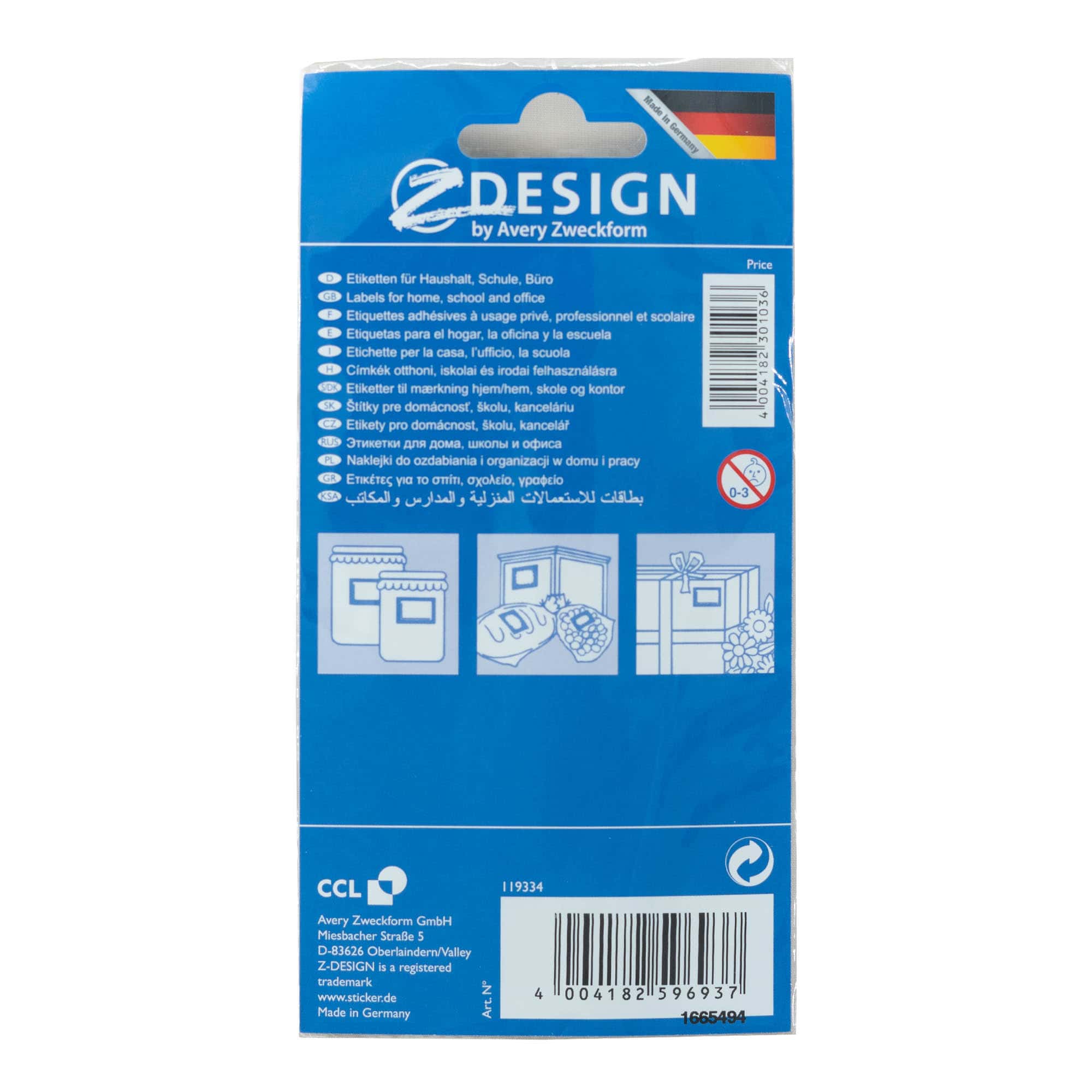 Zweckform etikete 'Sadni okvir', pravokotne, papir, večbarvne